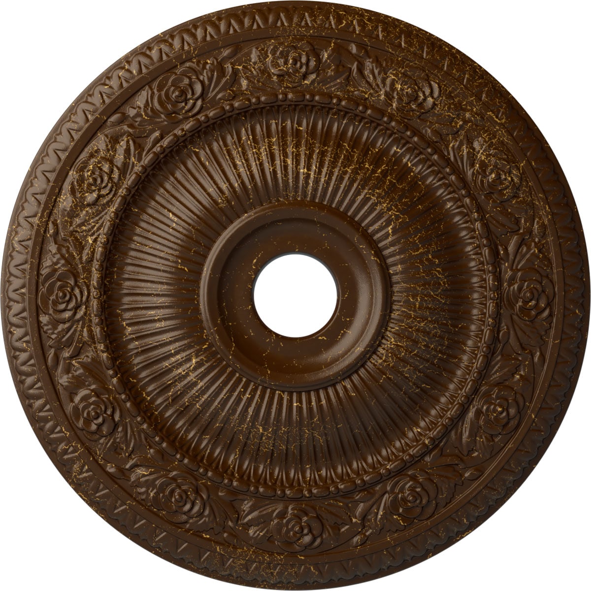 Ekena Millwork CM24LO1RBC Logan 24.25-in W x 24.25-in L Painted Root Beer Crackle Polyurethane Whole Ceiling Medallion