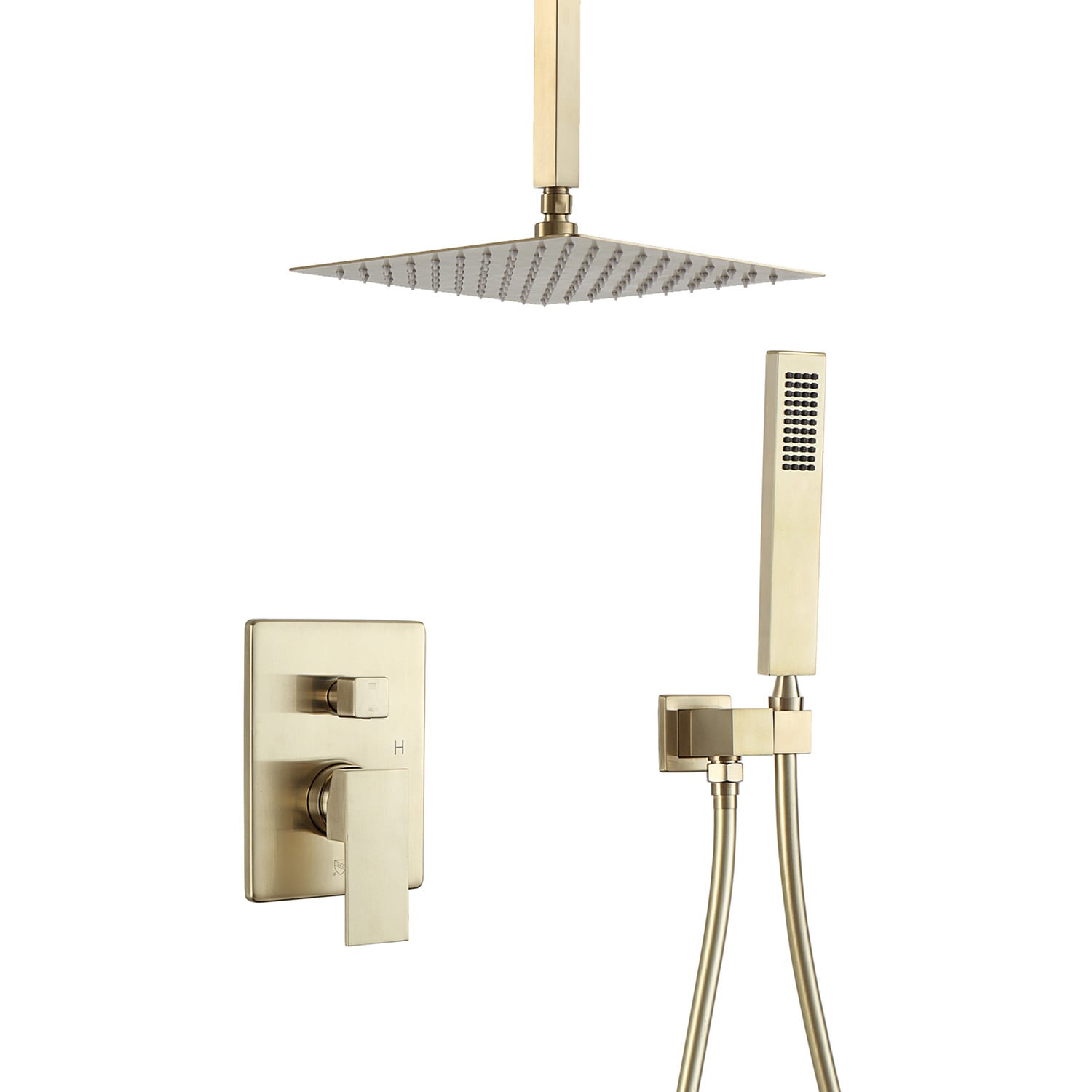 Mondawe Brushed Gold Built-In Shower Faucet System with 2-way Diverter ...