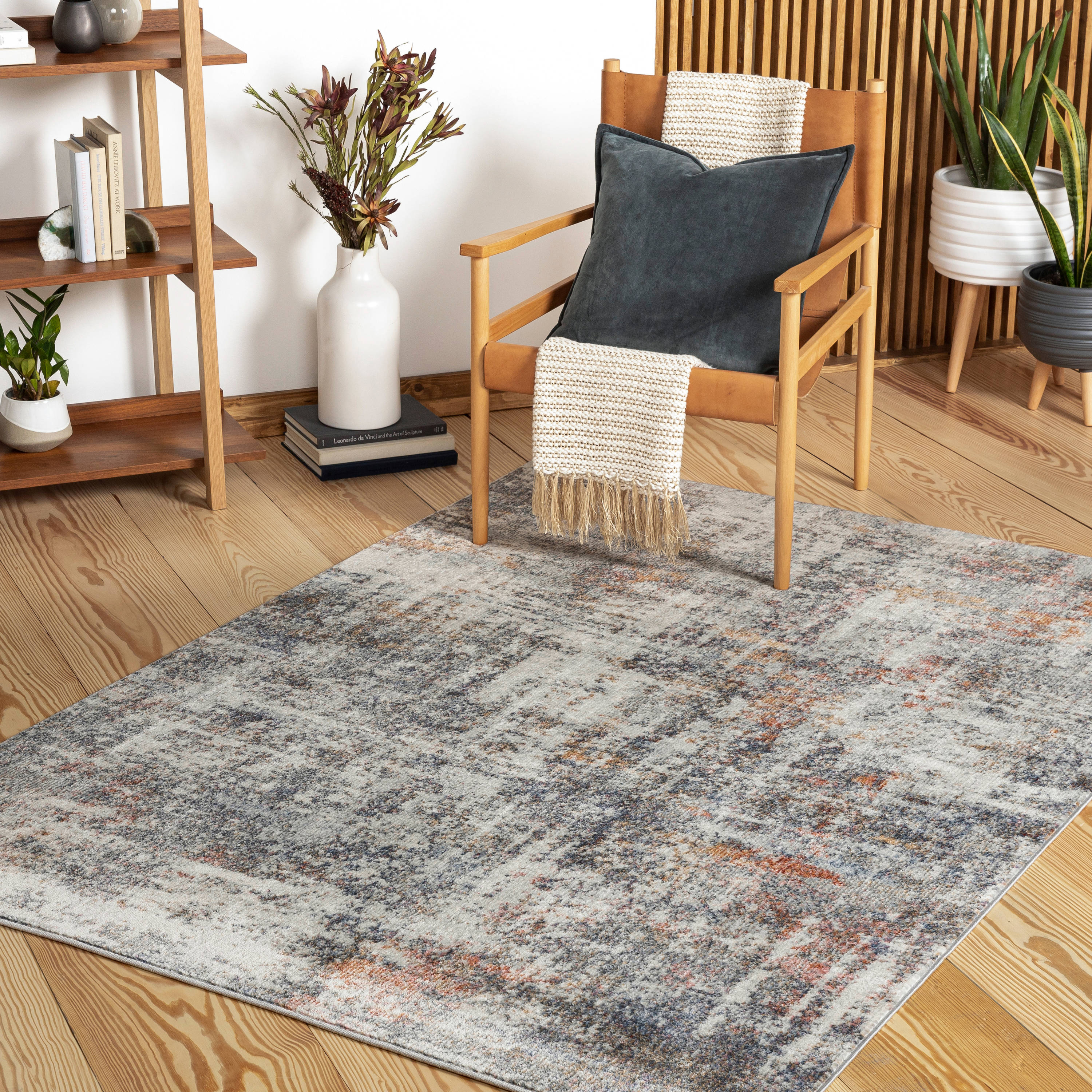 Artistic Weavers BBO2306-71010 Bilbao 8 X 10 (ft) Orange/Gray Indoor Abstract Mid-century Modern Area Rug
