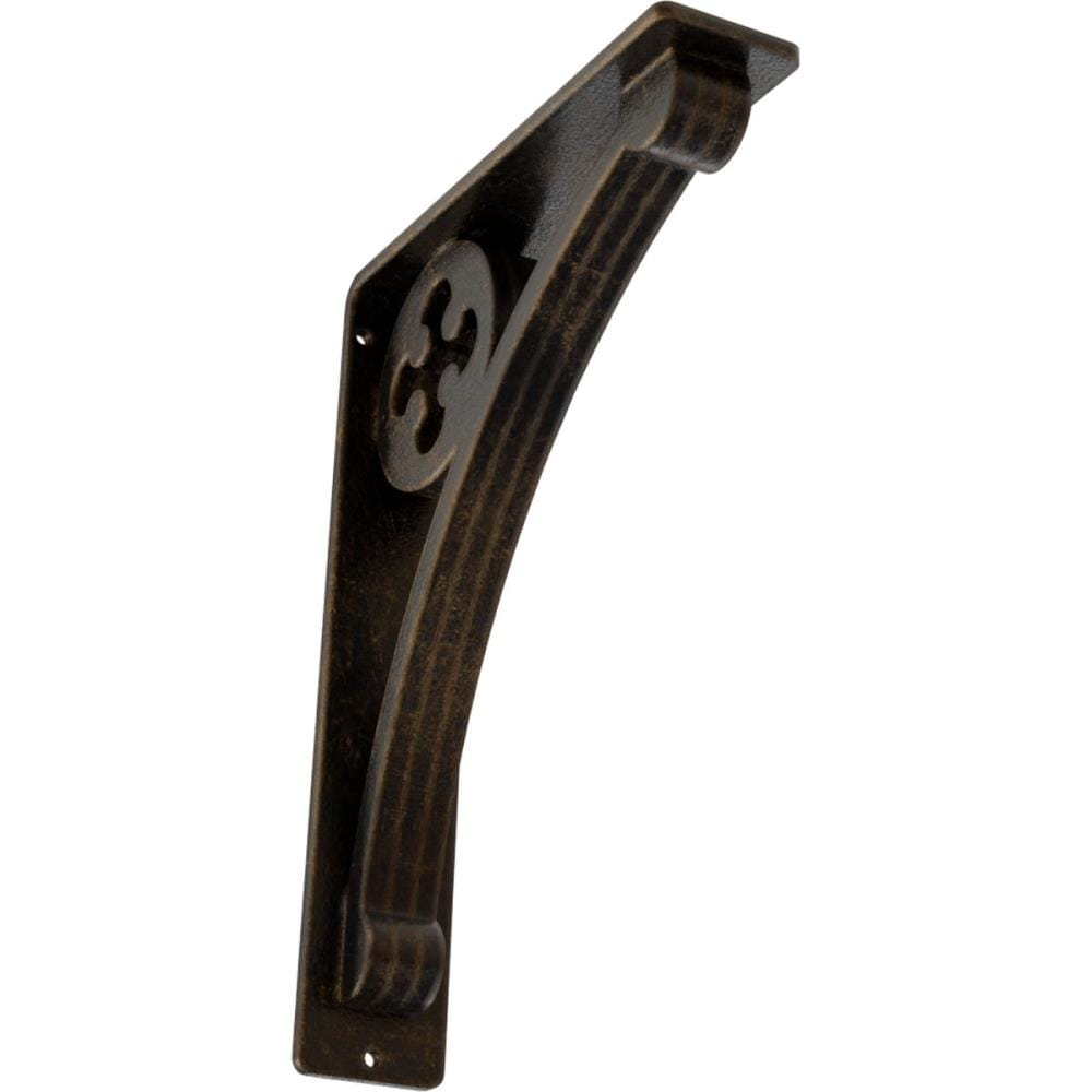 Ekena Millwork BKTM02X07X10TCRABS Crawley 7.5-in x 2-in x 10-in Antique brass Wrought iron Mounting bracket