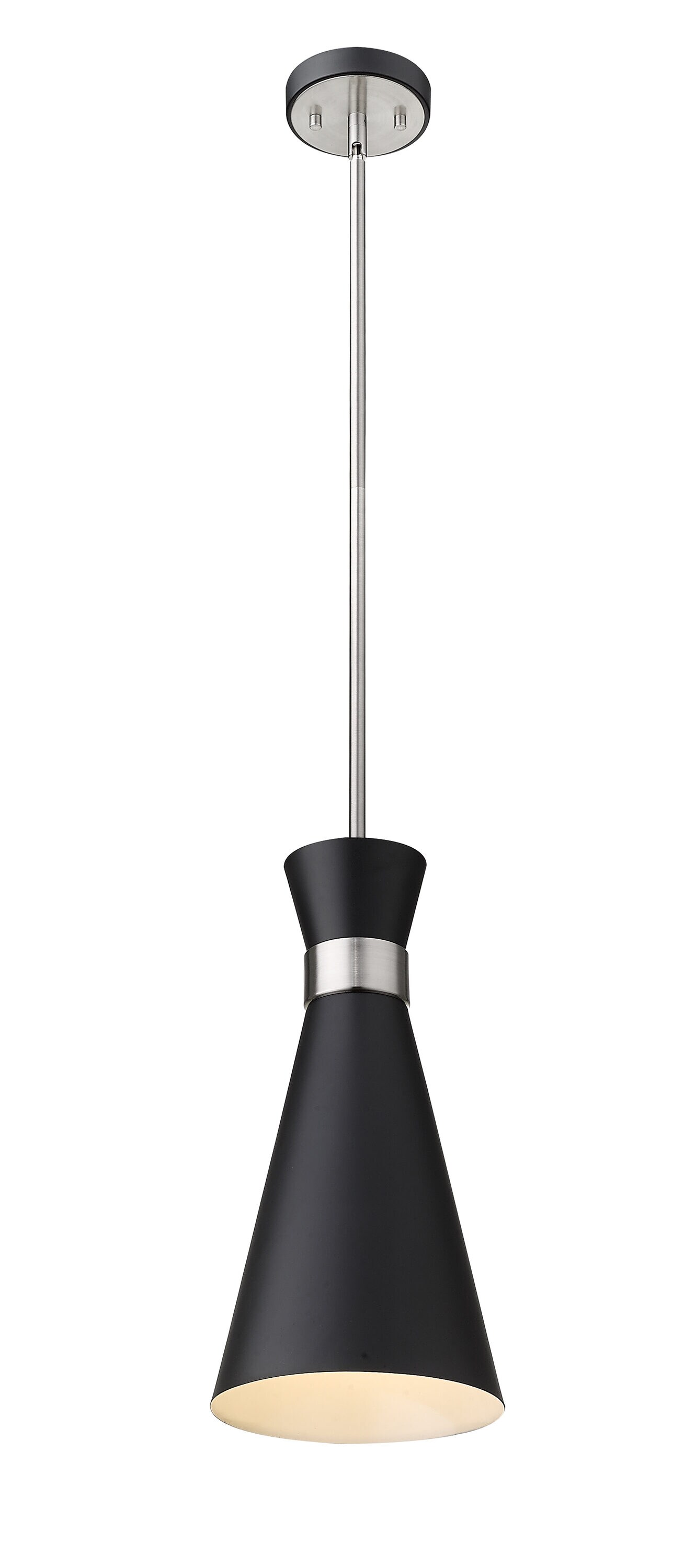 Soriano Matte Black and Brushed Nickel Hourglass Pendant Light