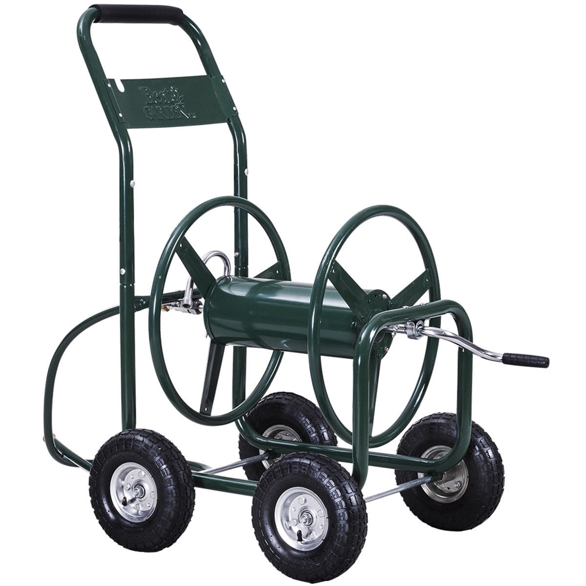 WELLFOR Portable Green Garden Hose Reel Cart with 300 ft Capacity