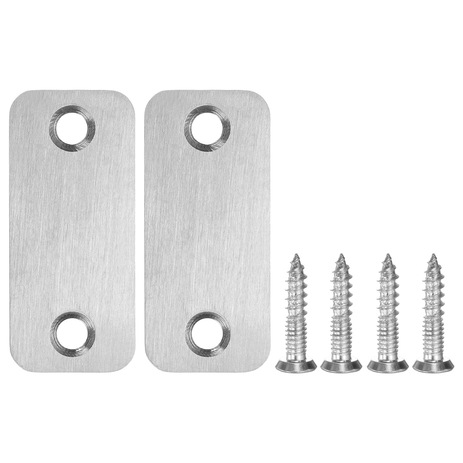 Unique Bargains 2pcs Door Strike Plate 2.24inch x 0.98inch Stainless Steel Door Hole Deadbolt Blank Cover Plate with 4 Screws for Fixing Wooden Doors Silver #S26031700UX4191