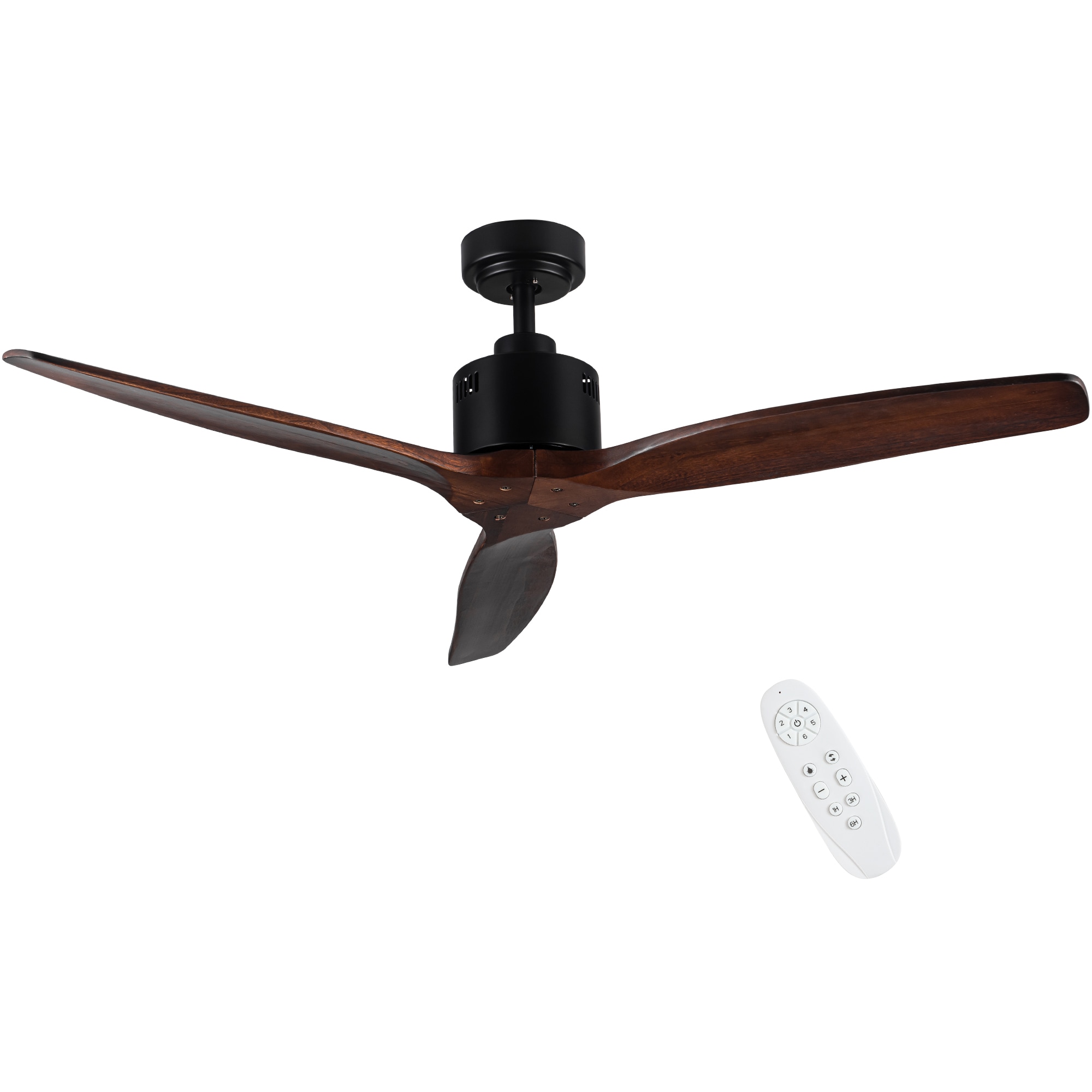 Flynama L-72848 Ceiling Fan 52-Inches Black with ABS Blades Color-Changing Indoor Downrod mount Standard Ceiling Fan With Light and Remote ( 3 -Blade)