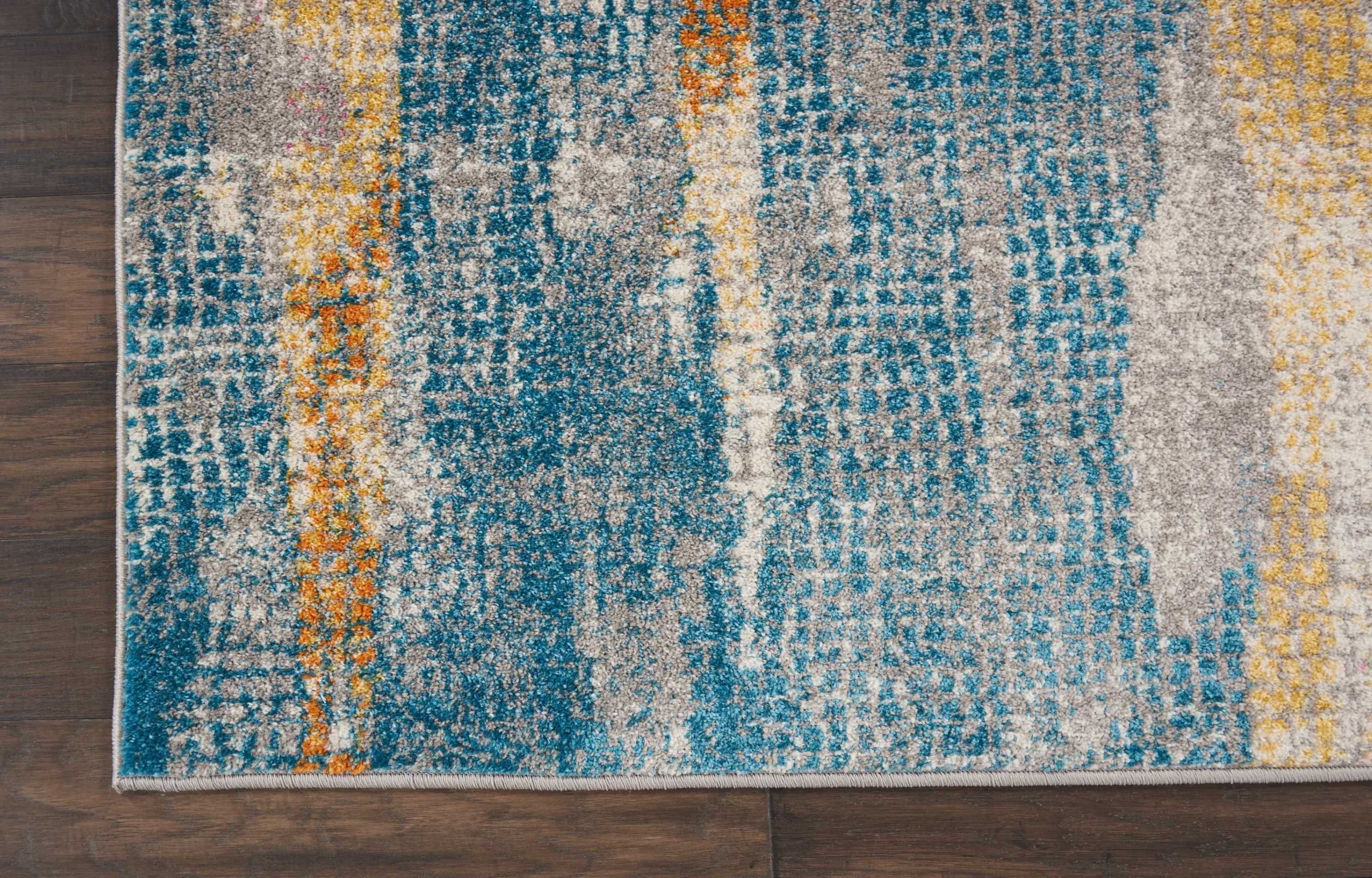 Reversible Grey and Multicolor Geometric 8' x 10' Synthetic Area Rug