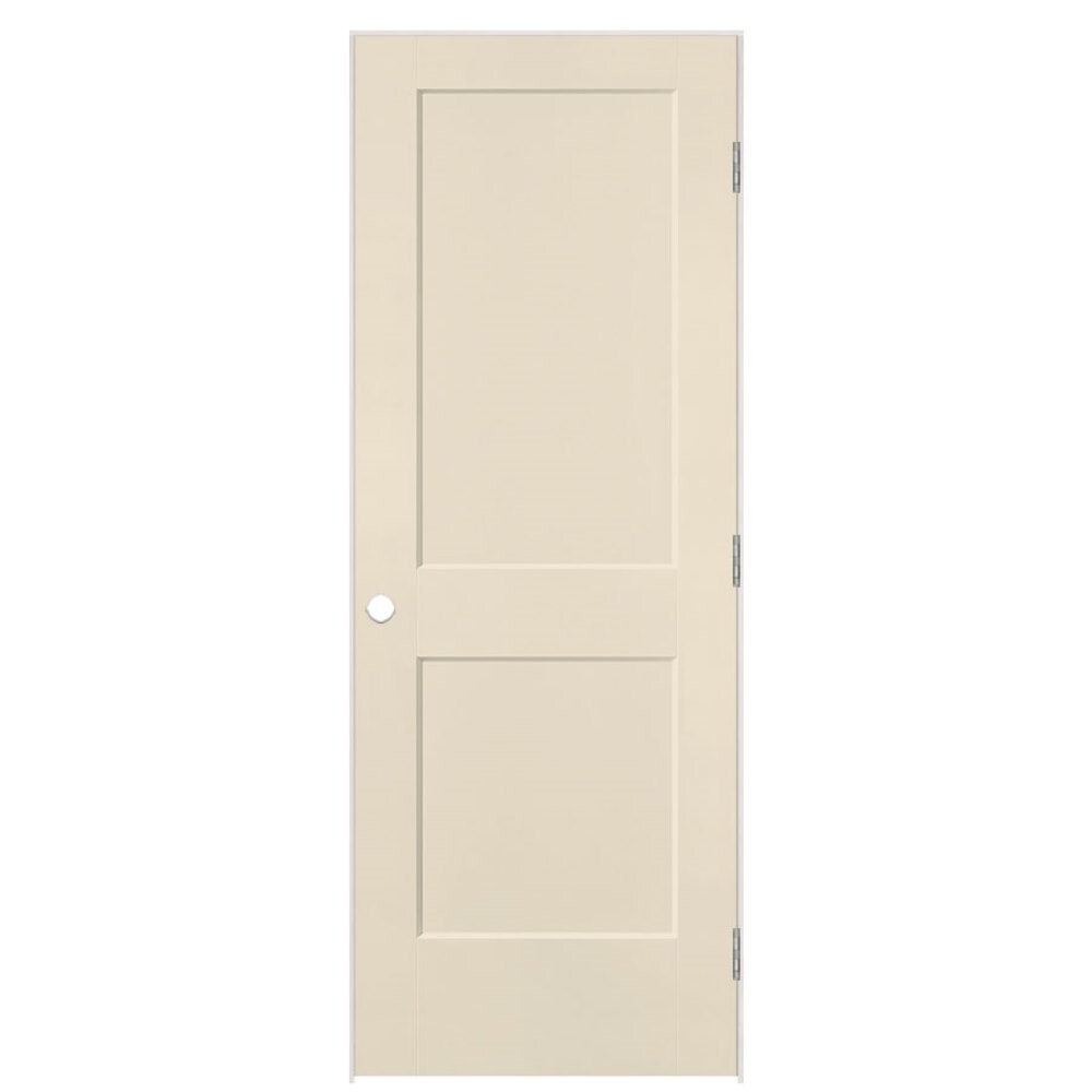 Masonite 32-in x 80-in Cream-n-sugar Solid Core 2-panel Square Left Hand Smooth Prefinished Molded Composite Flat Jamb Single Prehung Interior Door -  895970