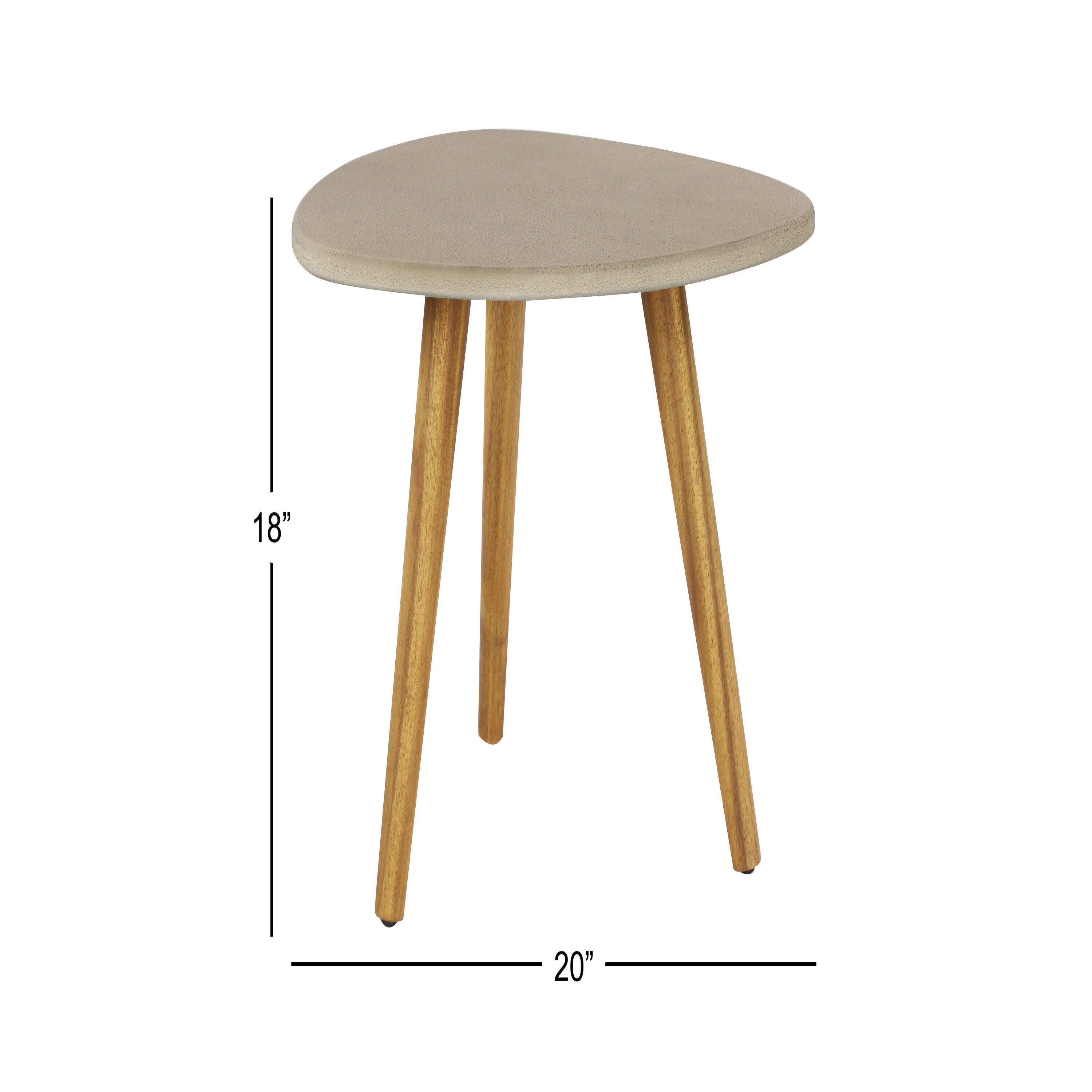 Gray Triangle Acacia Wood Outdoor Accent Table
