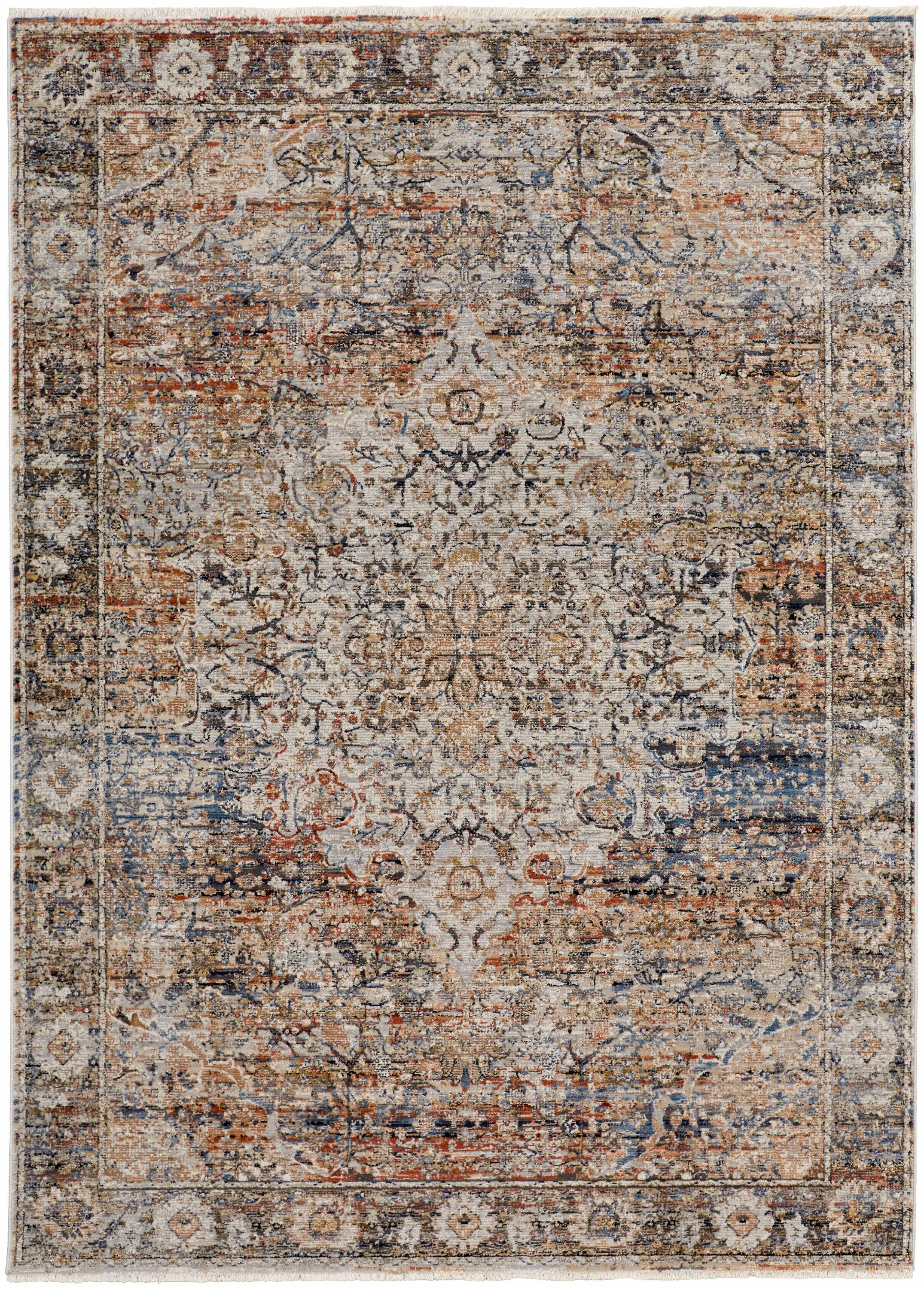 Room Envy KAIR39GMMLT000P00 2 x 3 (ft) Loomed Polypropylene Tan/Orange/Blue Rectangular Indoor Medallion Area rug