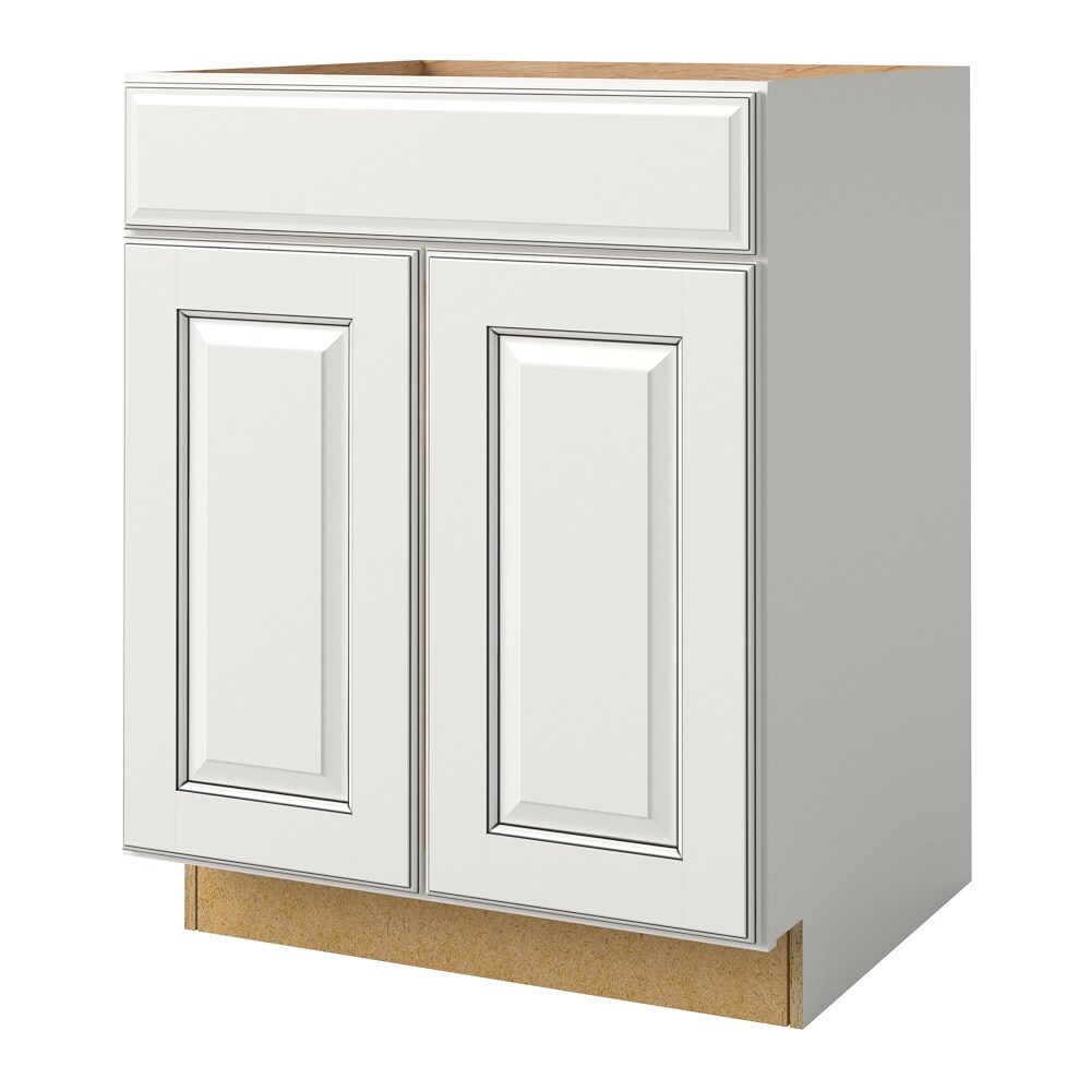 allen + roth 25280BK Bickershire 27-in W x 34.5-in H x 24-in D Pewter Sink Base Fully Assembled Cabinet (Raised Panel Square Style)