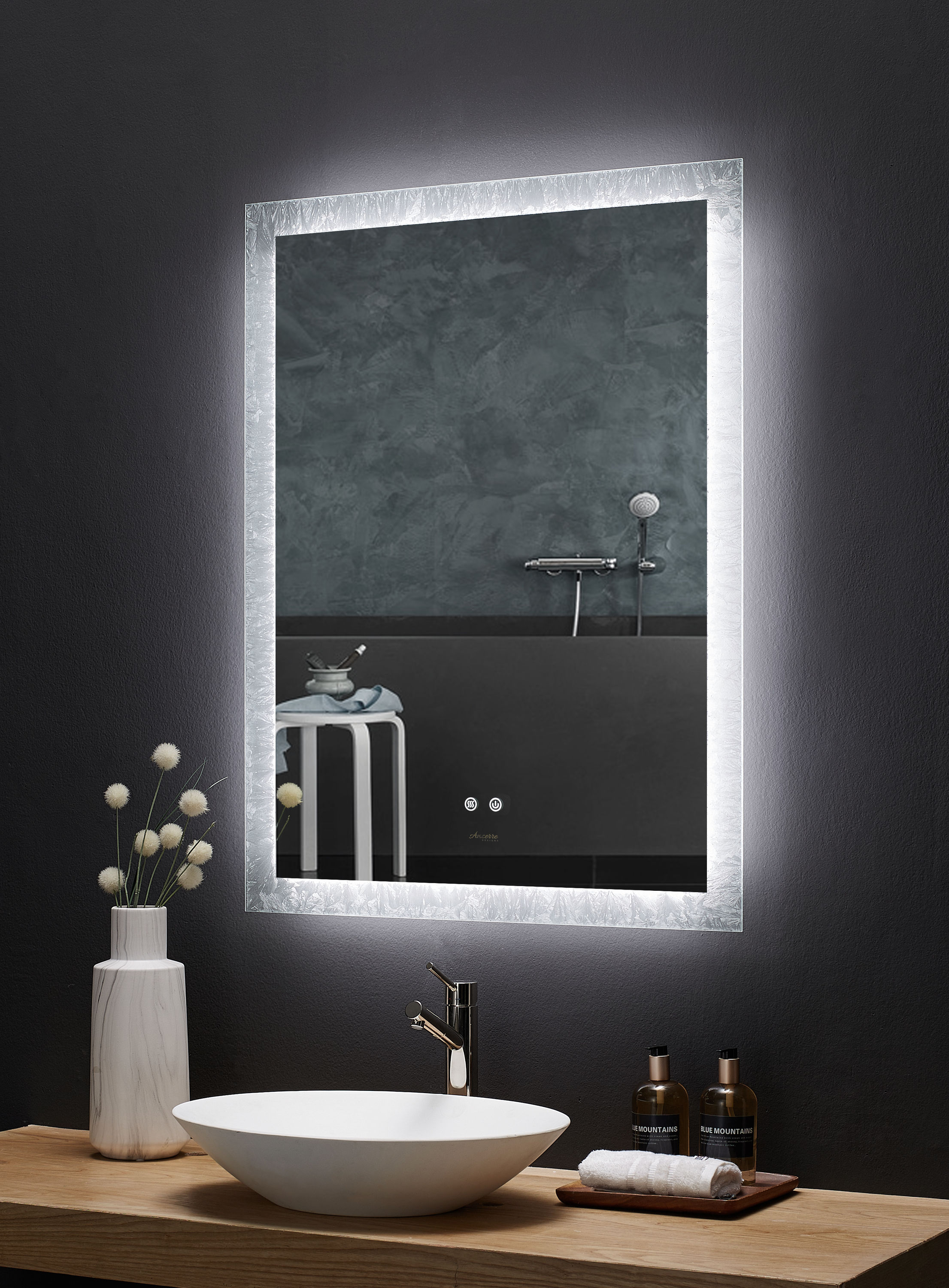 Ancerre Designs Immersion LED Frameless Mirror with Bluetooth, Defogger and Digital Display, 48 in. x 40 in.