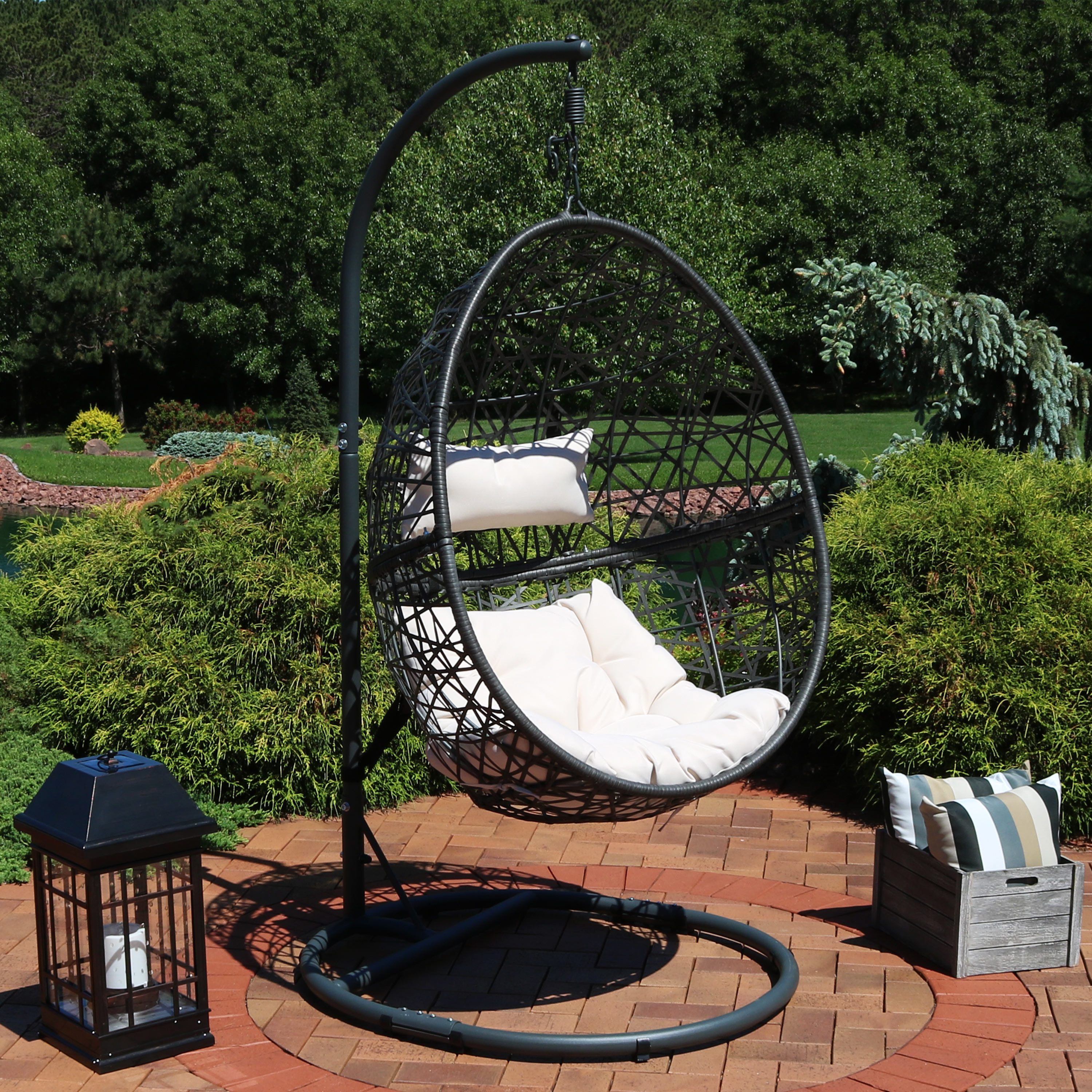 Sunnydaze Decor AJ-741 Caroline Beige Fabric Hammock chair with Stand