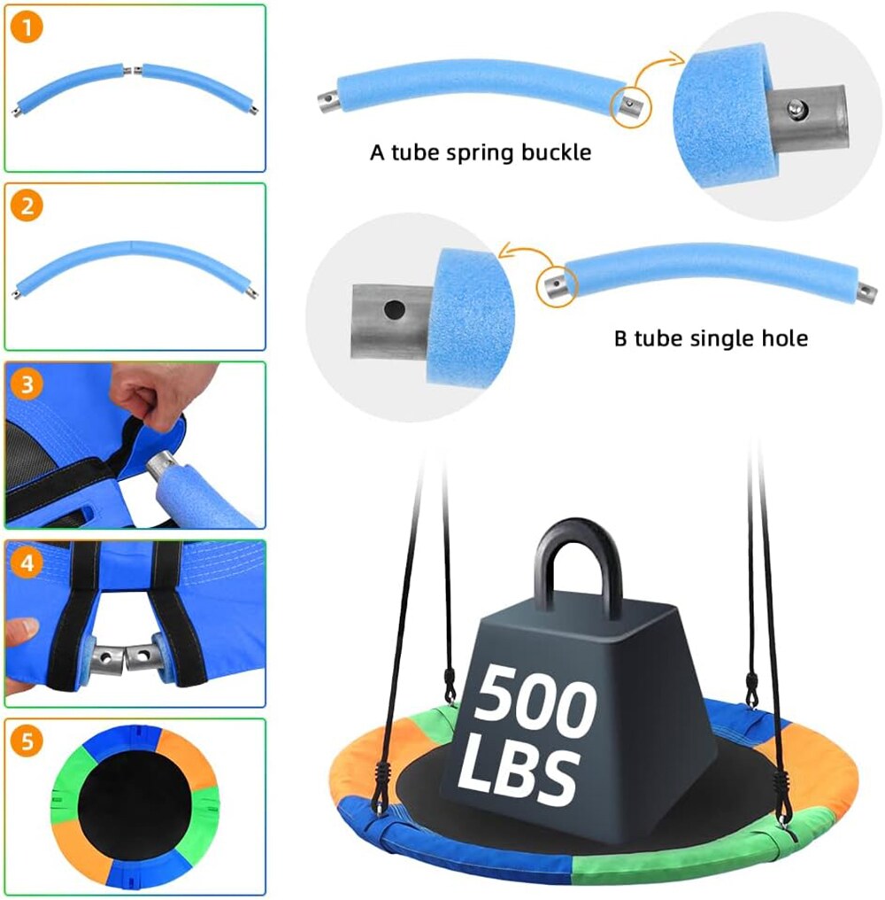 Etokfoks Forty Inch Saucer Tree Swing Seat for Kids Round Outdoor Heavy ...