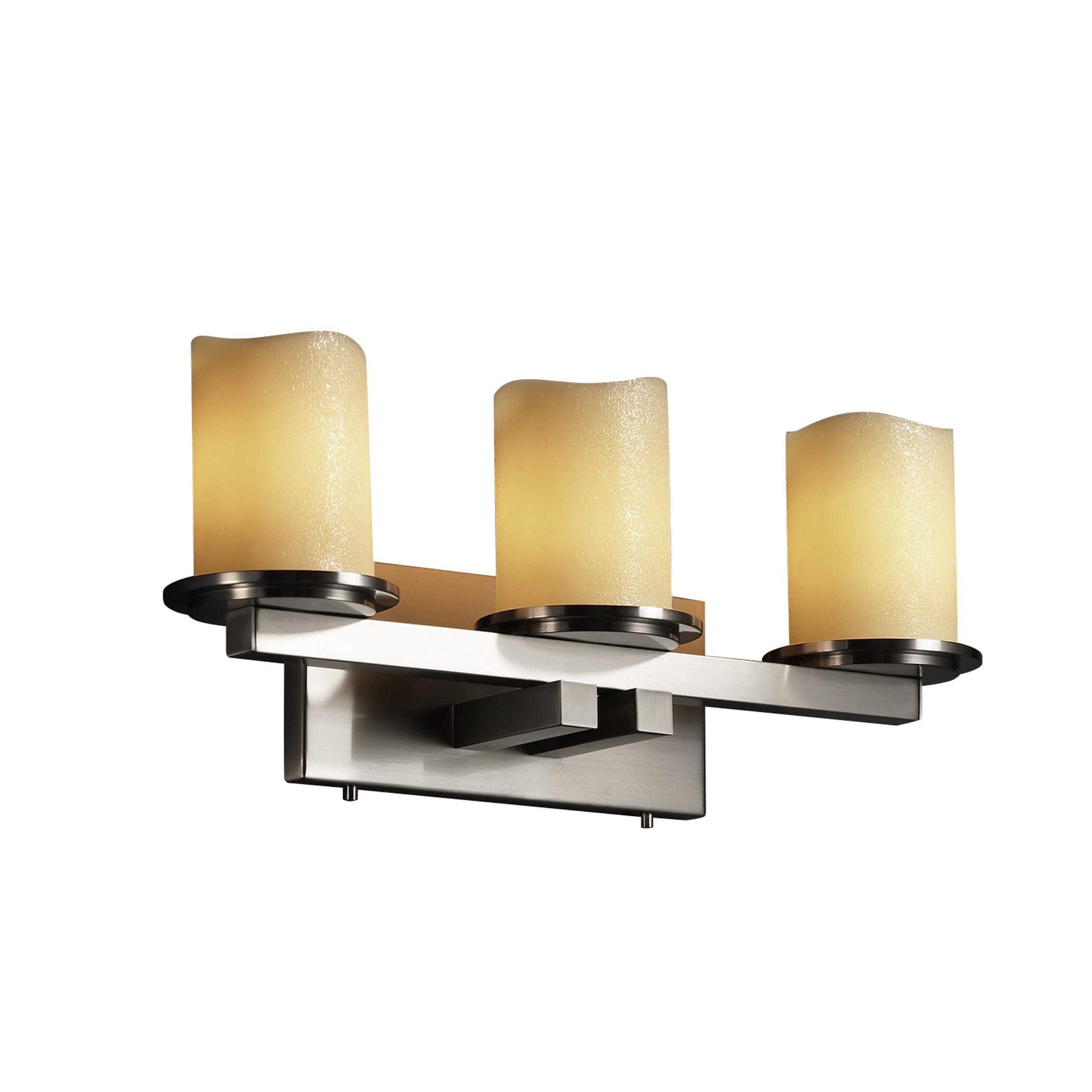 Justice Design Group CNDL-8773-14-AMBR-NC CandleAria 21-in 3-Light Brushed Nickel Transitional Vanity Light