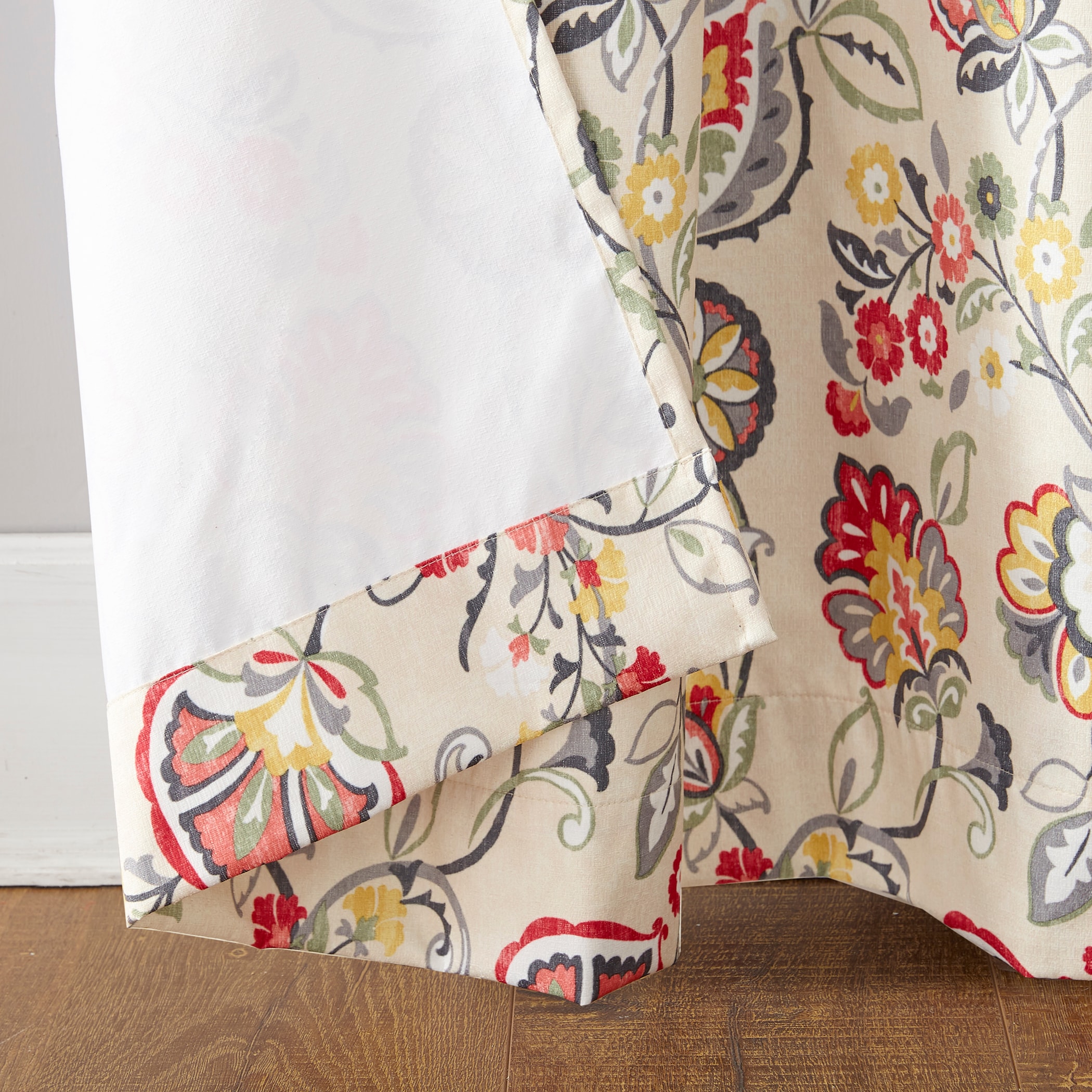 Linen Floral Room Darkening Grommet Curtain Panel, 40x84