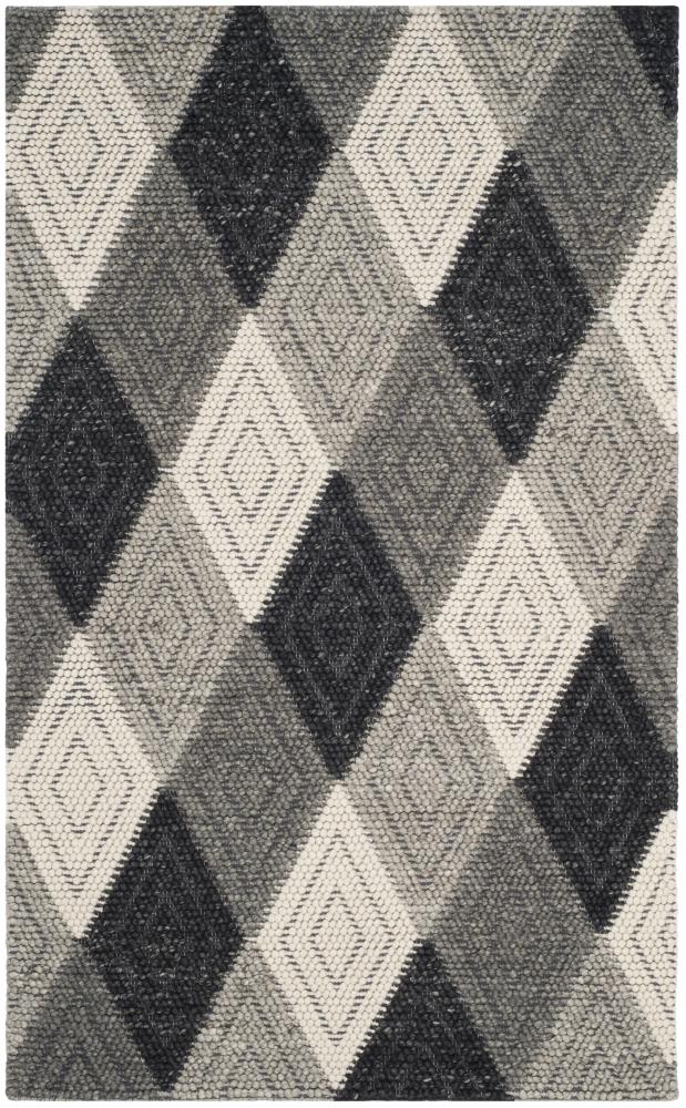 Safavieh NAT623D-5 Natura Vante 5 x 8 (ft) Wool Anthracite Rectangular Indoor Geometric Coastal Area rug