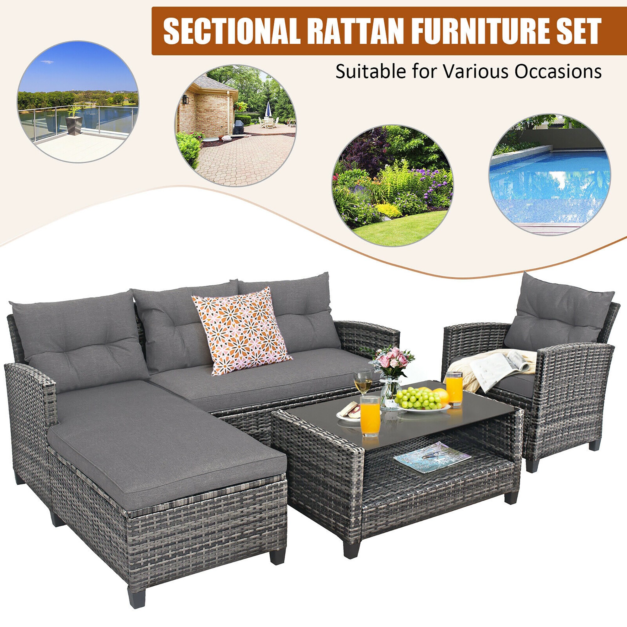 Forclover HYFL-569GR+ Patio-Conversation-Sets - View #10