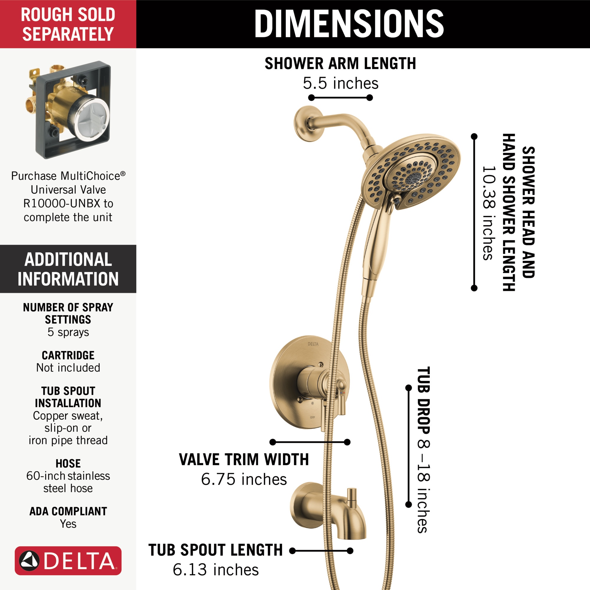 Delta T17435-CZ-I Tub-Shower-Faucets - View #4