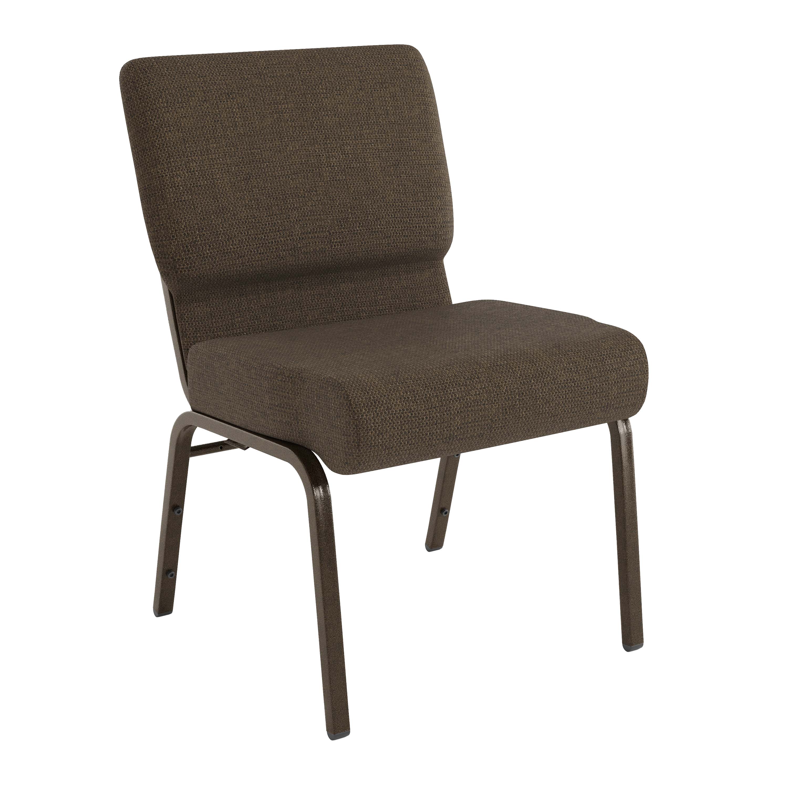 Emma + Oliver - 4 Pack 21-in W Stacking Church Chair in Brown Fabric - Gold Vein Frame