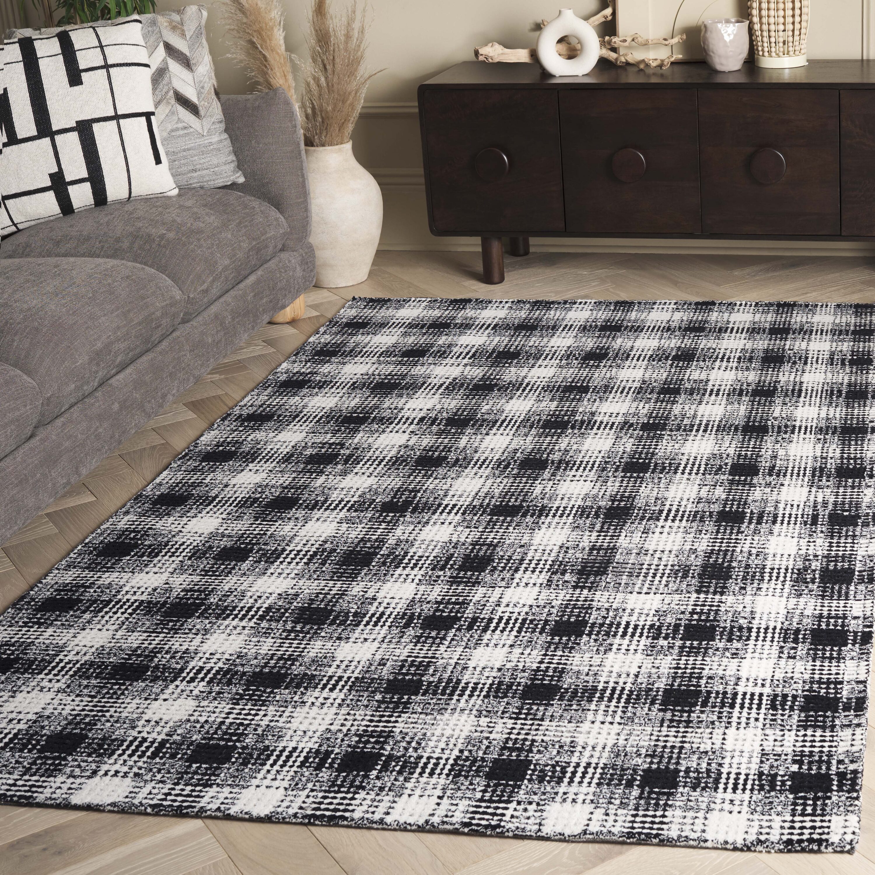  Genre 154 Black/Ivory Contemporary 5ft x 8ft Medium Rectangle Rug