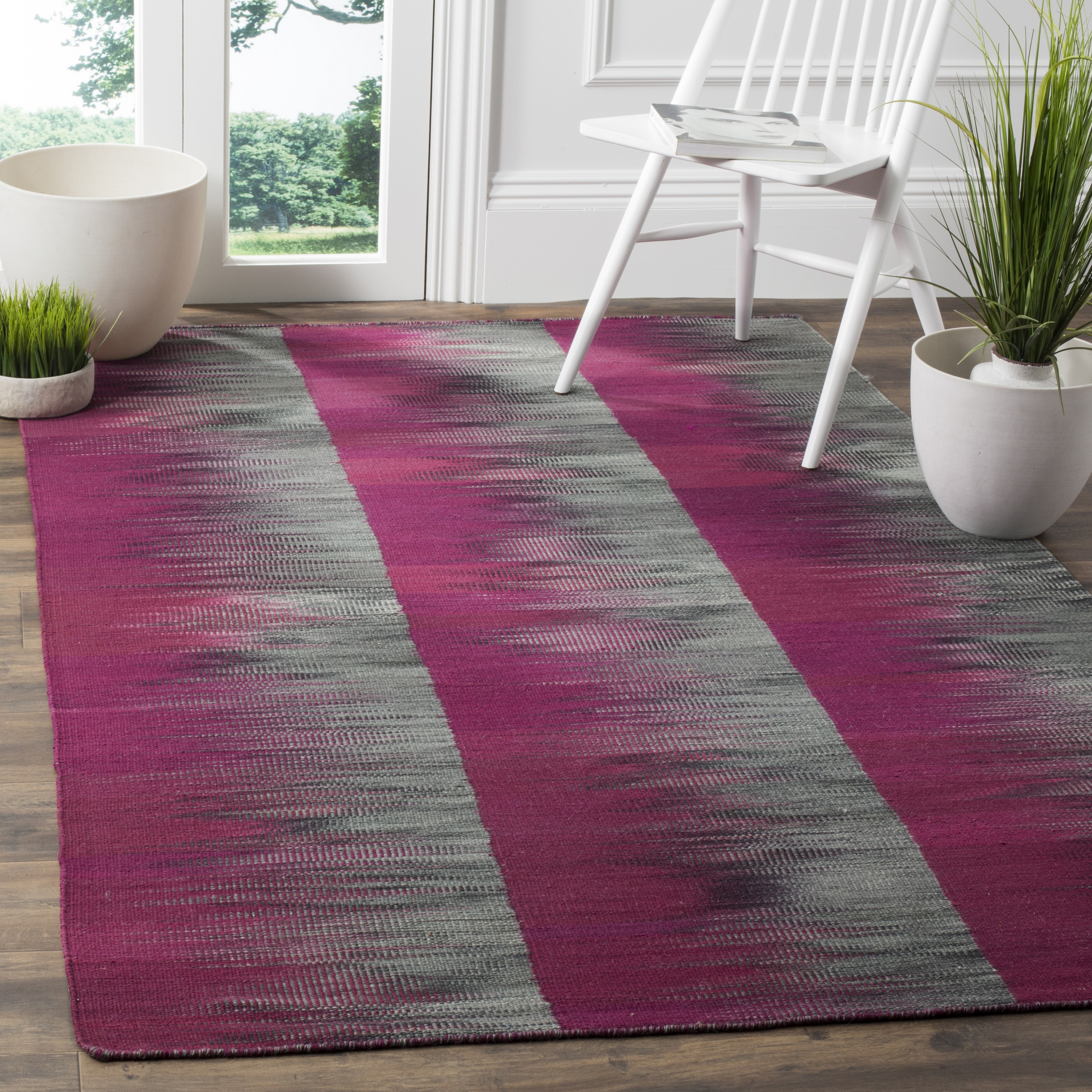 Safavieh KLM819B-5 Kilim Ceret 5 x 8 (ft) Wool Purple/Charcoal Rectangular Indoor Abstract Oriental Area rug