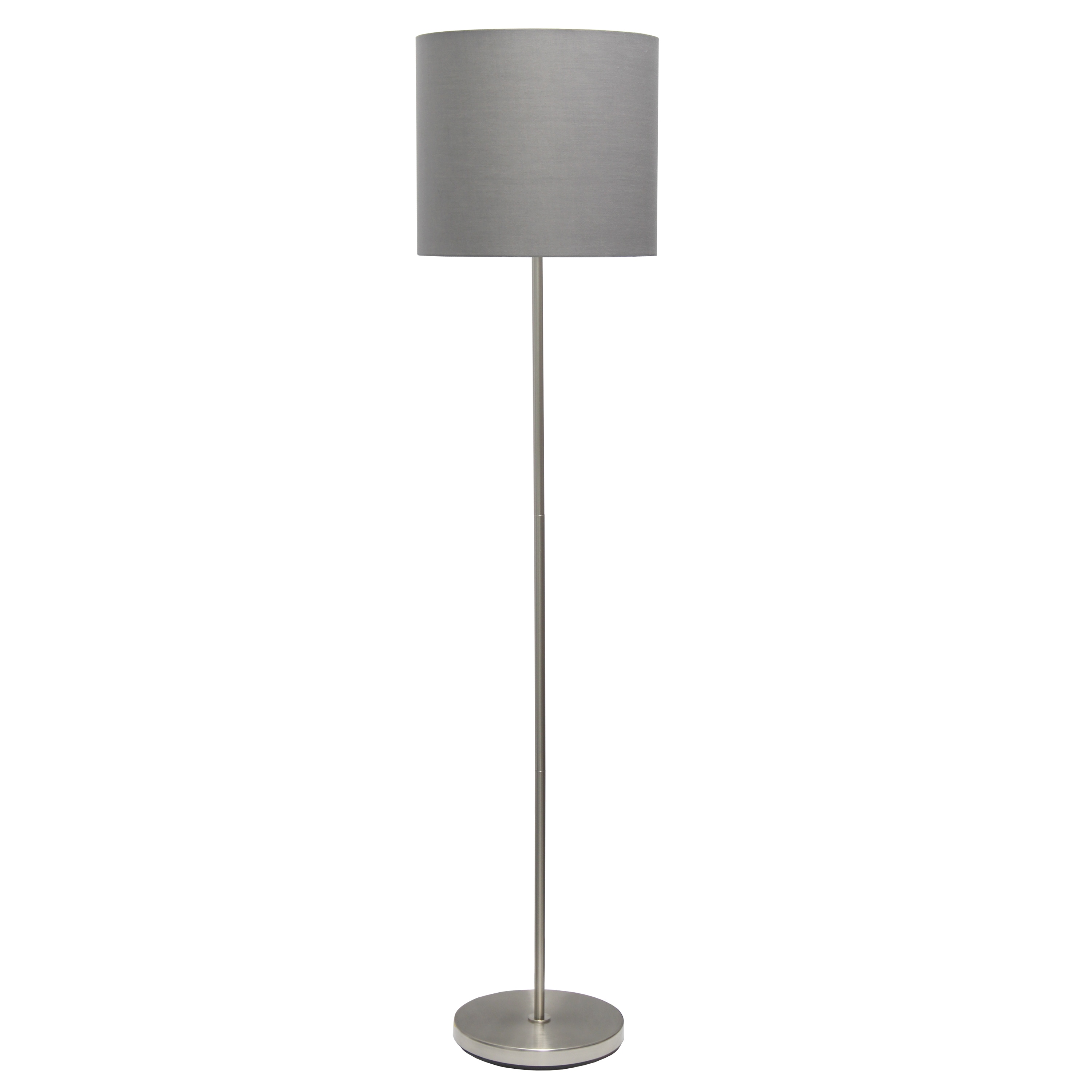 Creekwood Home CWF-3005-GY Vista 57-in Brushed Nickel/Gray Standard Floor Lamp with Fabric Shade