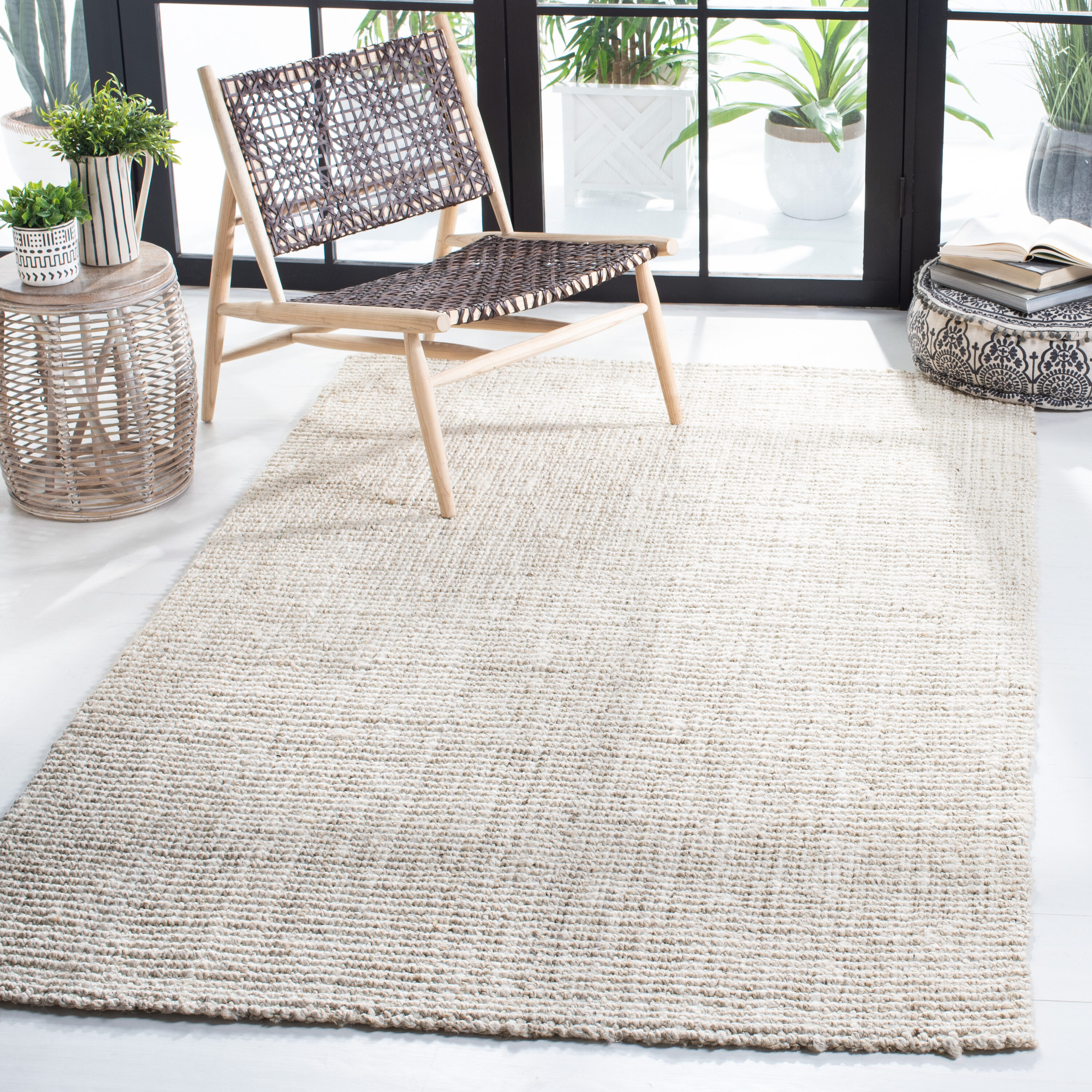 Safavieh NF747B-5 Natural Fiber 747B Bleached  Ivory Solid / Tonal Medium Rectangle 5ft x 8ft Rug