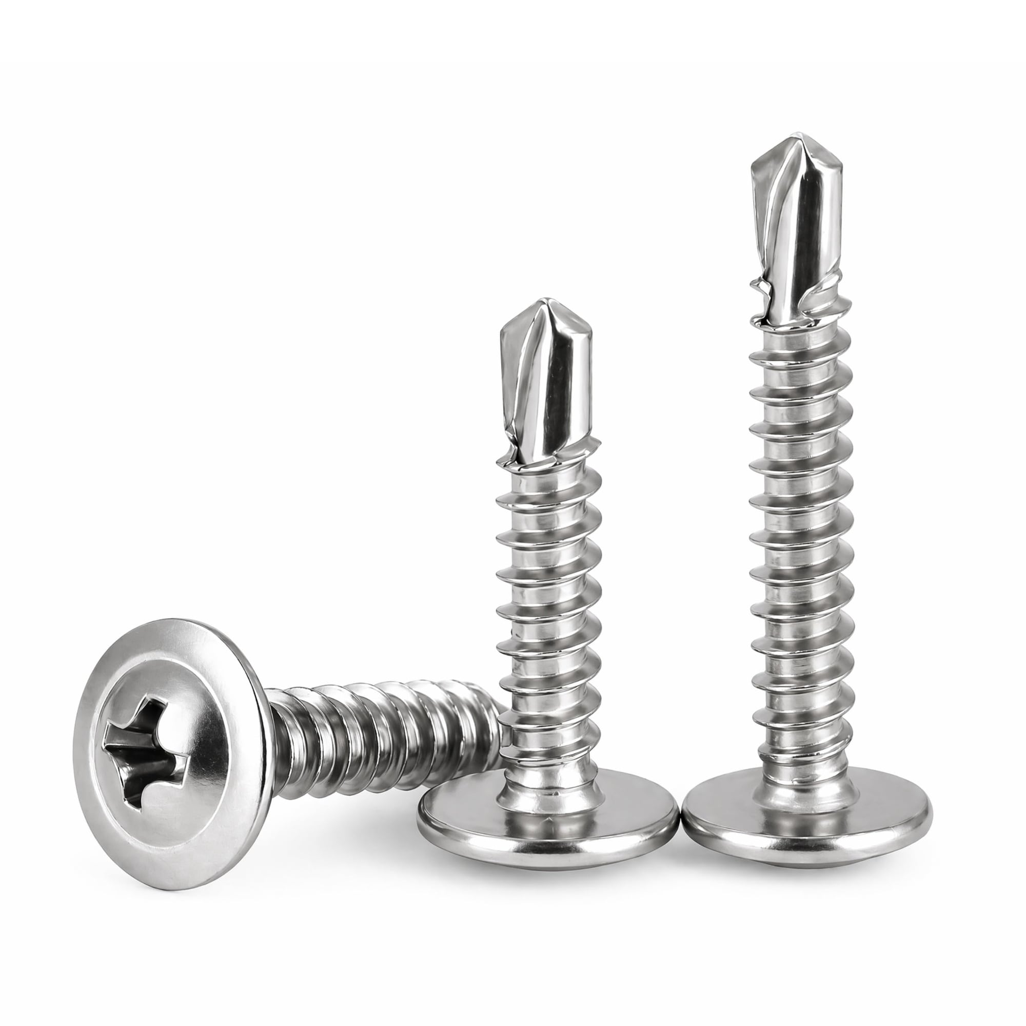 UUDULY  Number 10 by One and One Half Inch Sheet Metal Screws 80 Pack Phillips Drive Truss Head Stainless Steel Self Tapping Screws for Metal