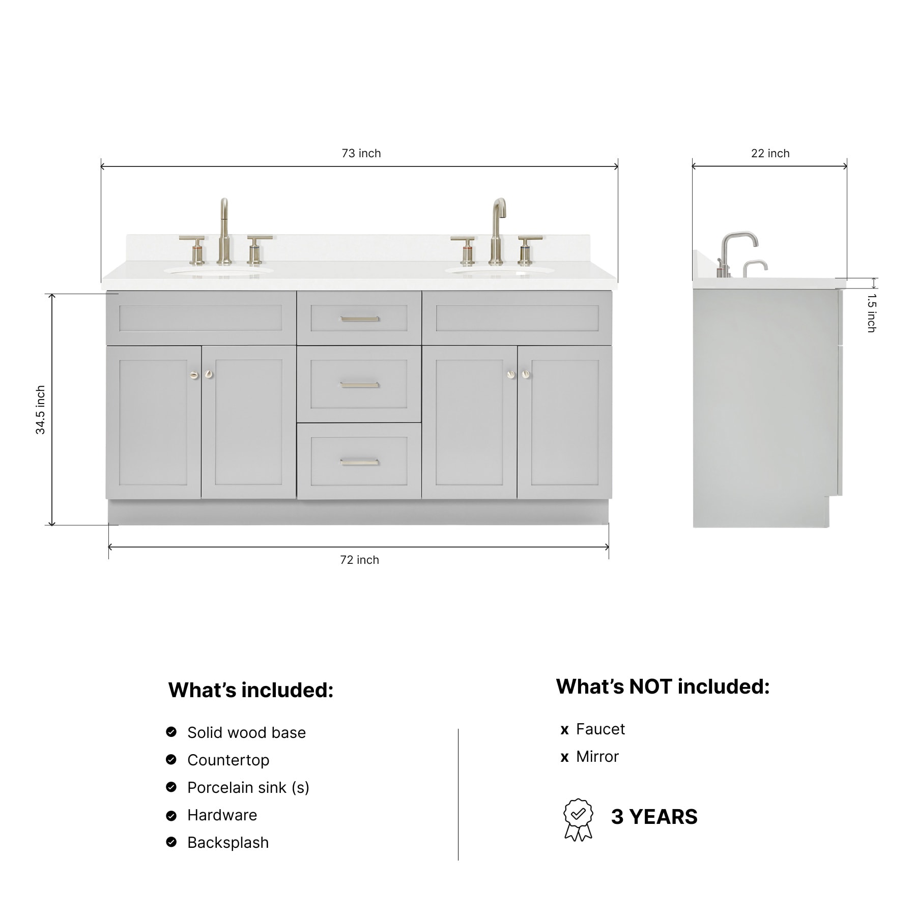 ARIEL F073DWQOVOGRY Bath-Vanity-Combo - View #3