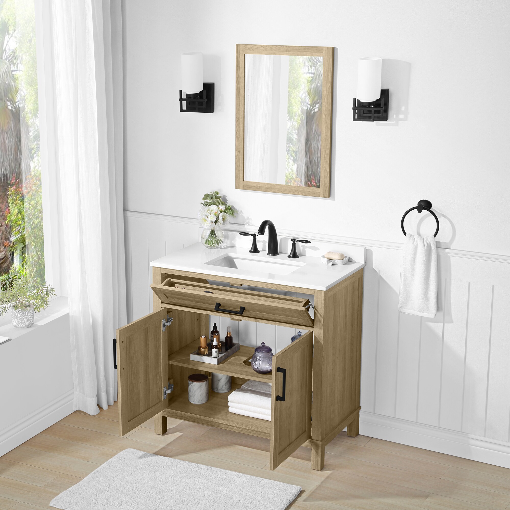 Style Selections Burke 36-in Natural Oak Undermount Single Sink ...