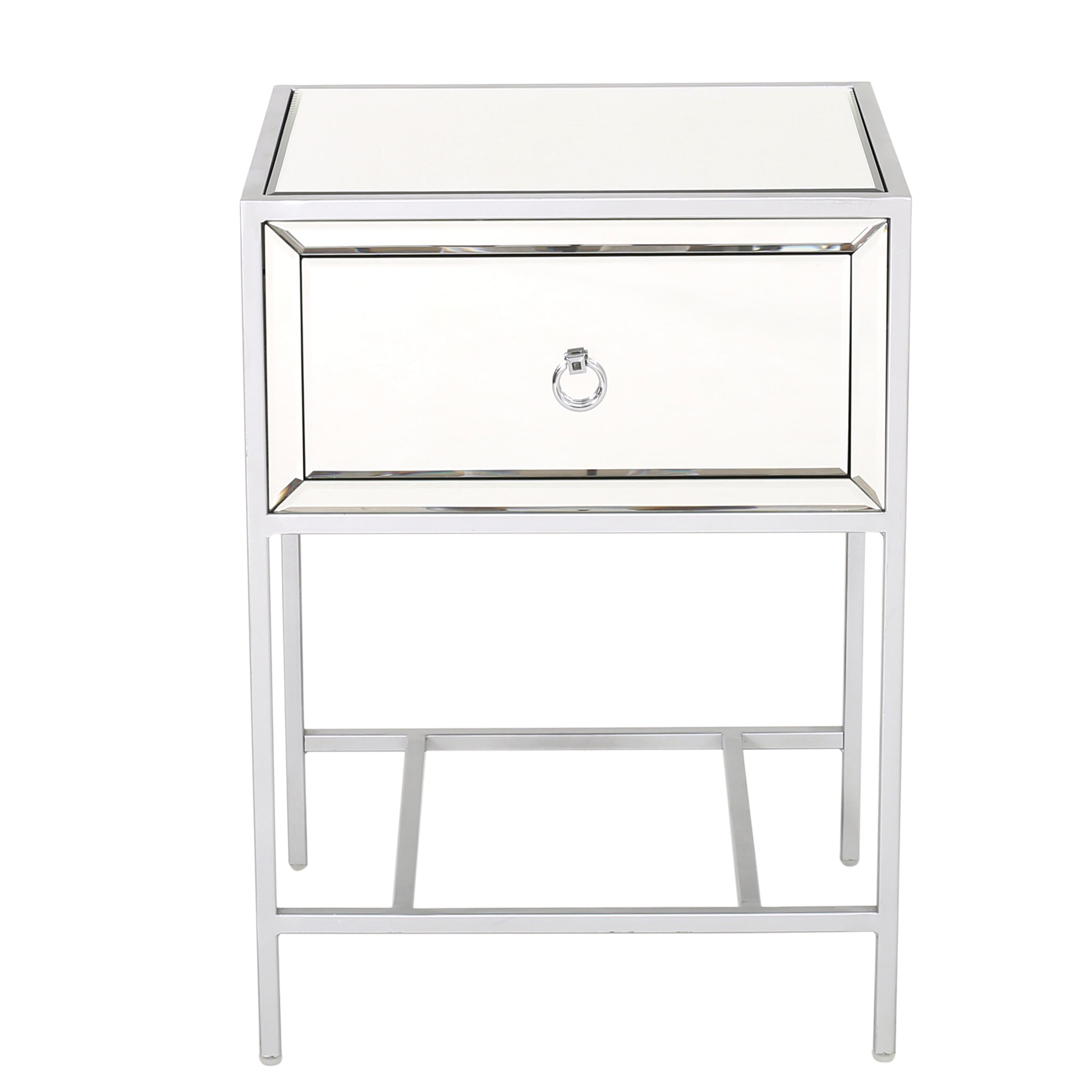 Best Selling Home Decor 298211 Inka 15.75-Inches W x 26.2-Inches H Silver Mirror Rectangular Glam End Table
