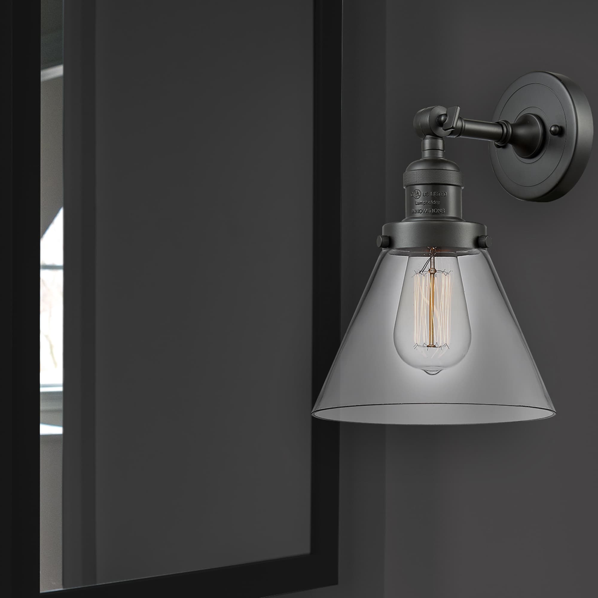 Innovations Lighting 203-OB-G42 Cone 8-in W 1 -Light Oil-rubbed Bronze Industrial Wall Sconce