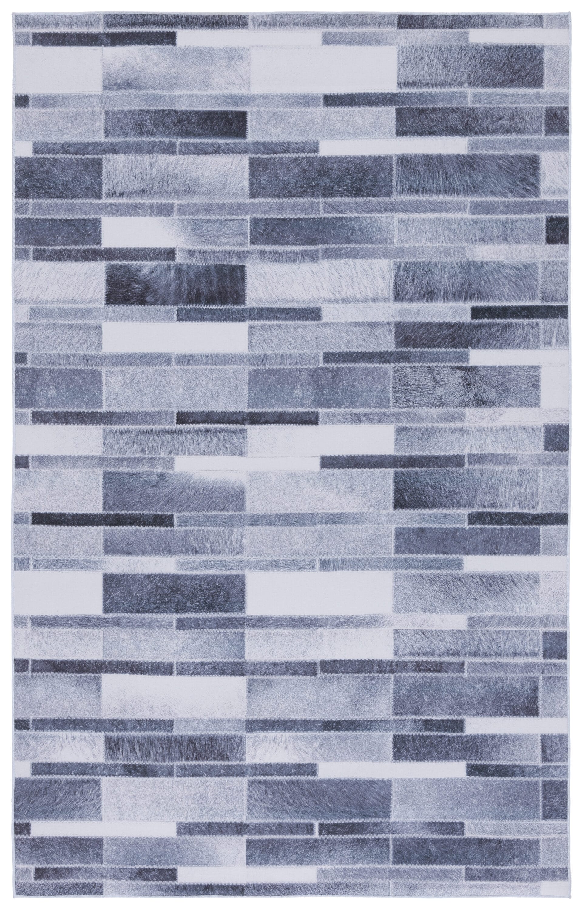 Ivory and Gray Faux Fur 6' x 9' Washable Area Rug