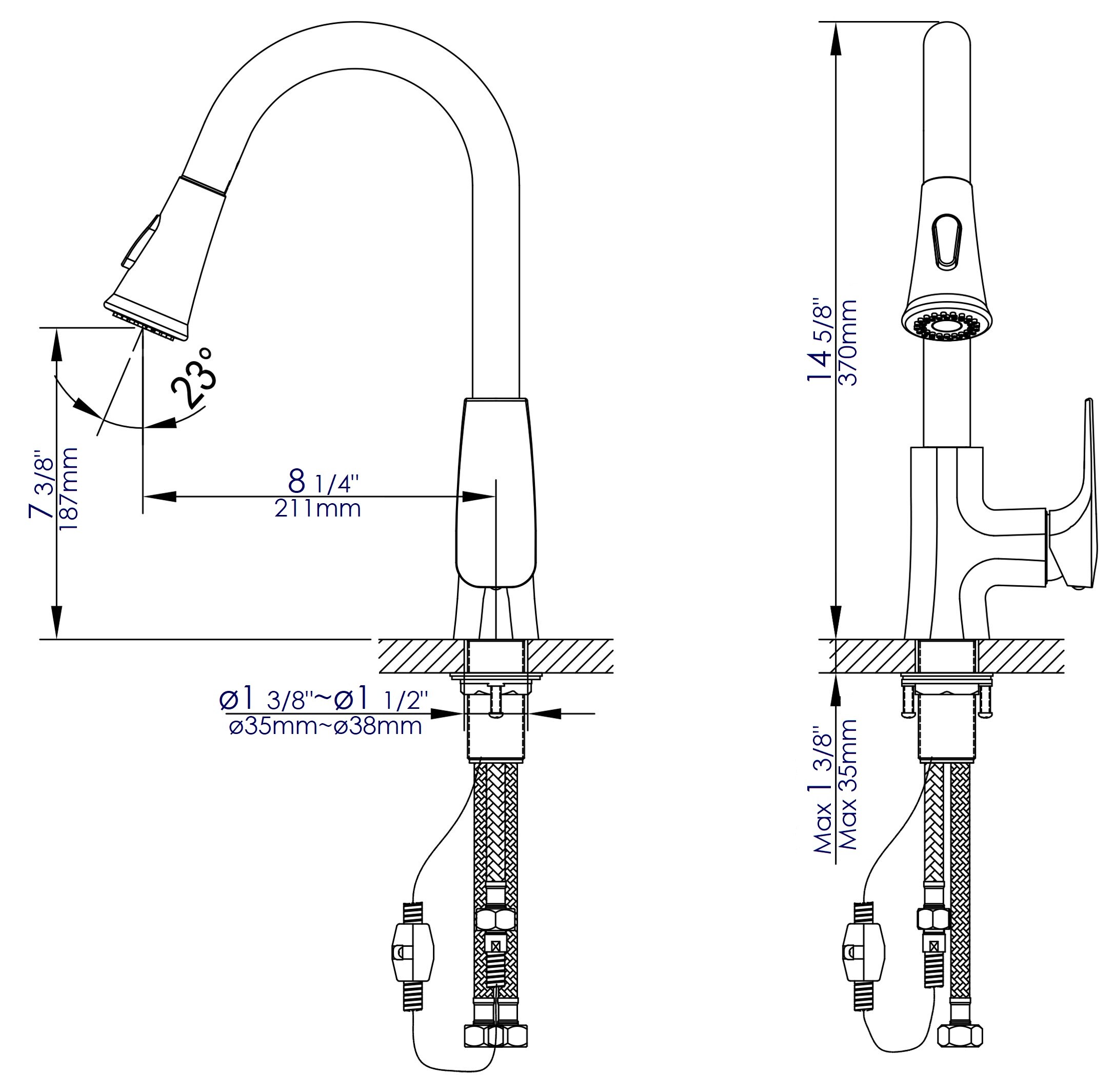 Brushed Nickel Gooseneck Pull Down Kitchen Faucet with Spray