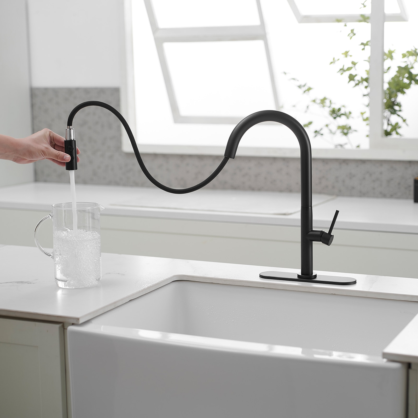 Matte Black Brass High Arc Single Handle Kitchen Faucet