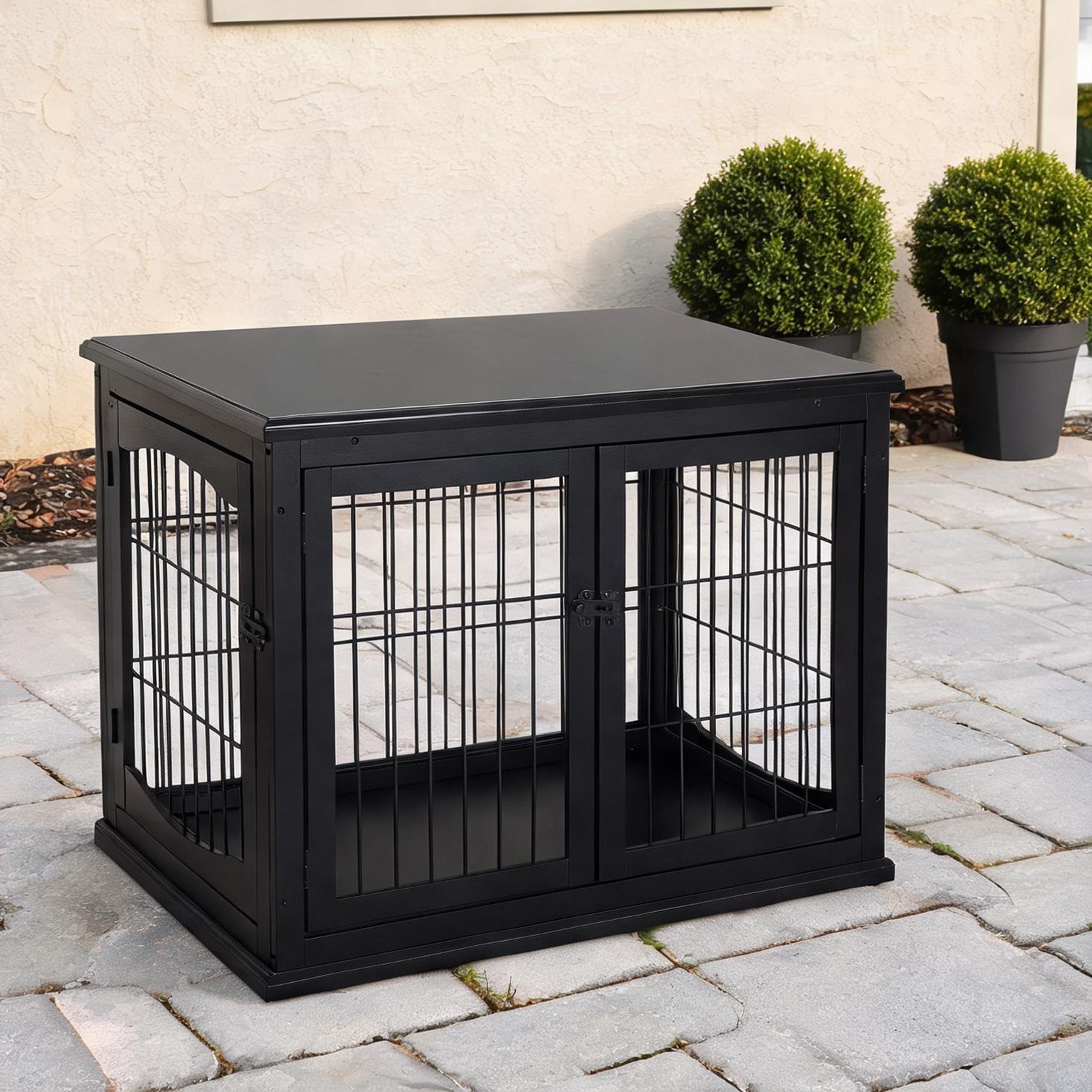 Naturefalls Crates and Houses and with Black MDF and Metal Wire Storage and Metal Frame 58.4 x 81.3 x 66 in