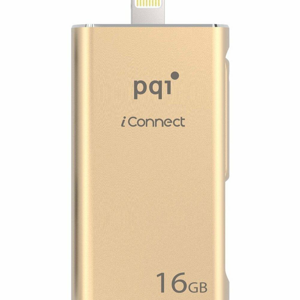  VNPWR426 PQI 6I01-016GR3001 iConnect Apple MFi 16 GB Mobile Flash Drive with Lightning Connector for iPhones, iPads, iPod, Mac and PC USB 3.0- Gold