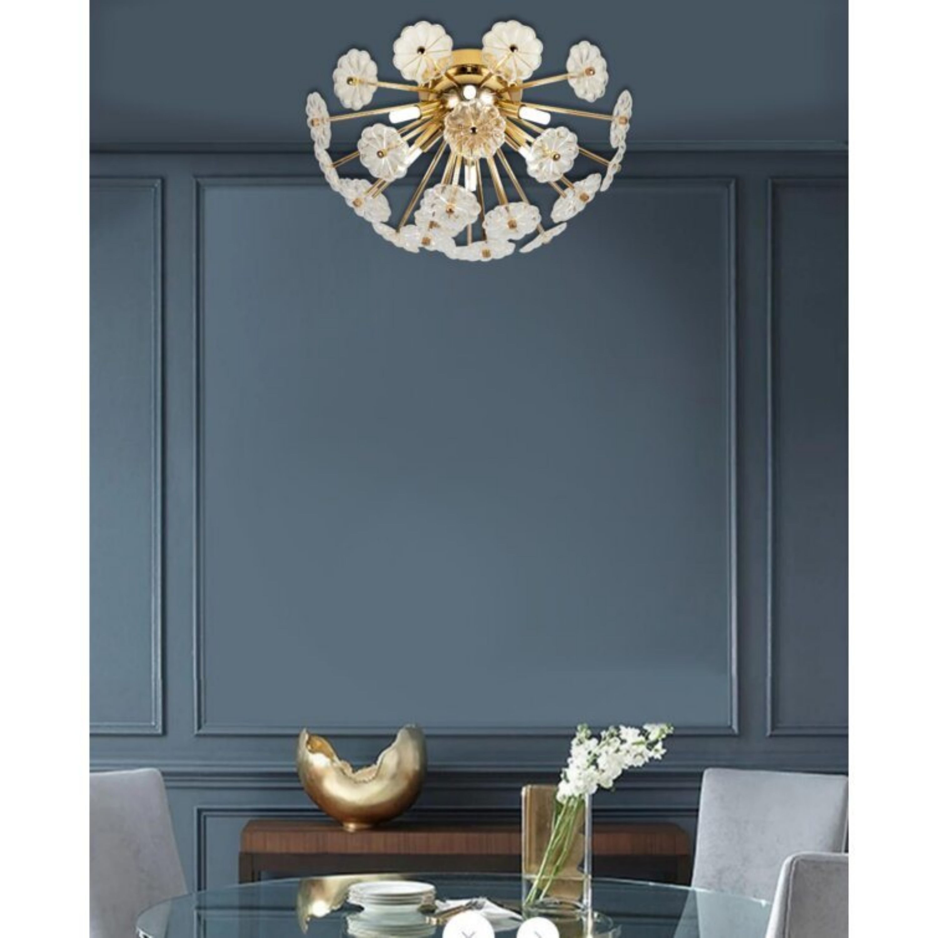 Afoxsos LWDX033 Ceiling Light 6 -Light 19.7-in Gold Flush Mount Light