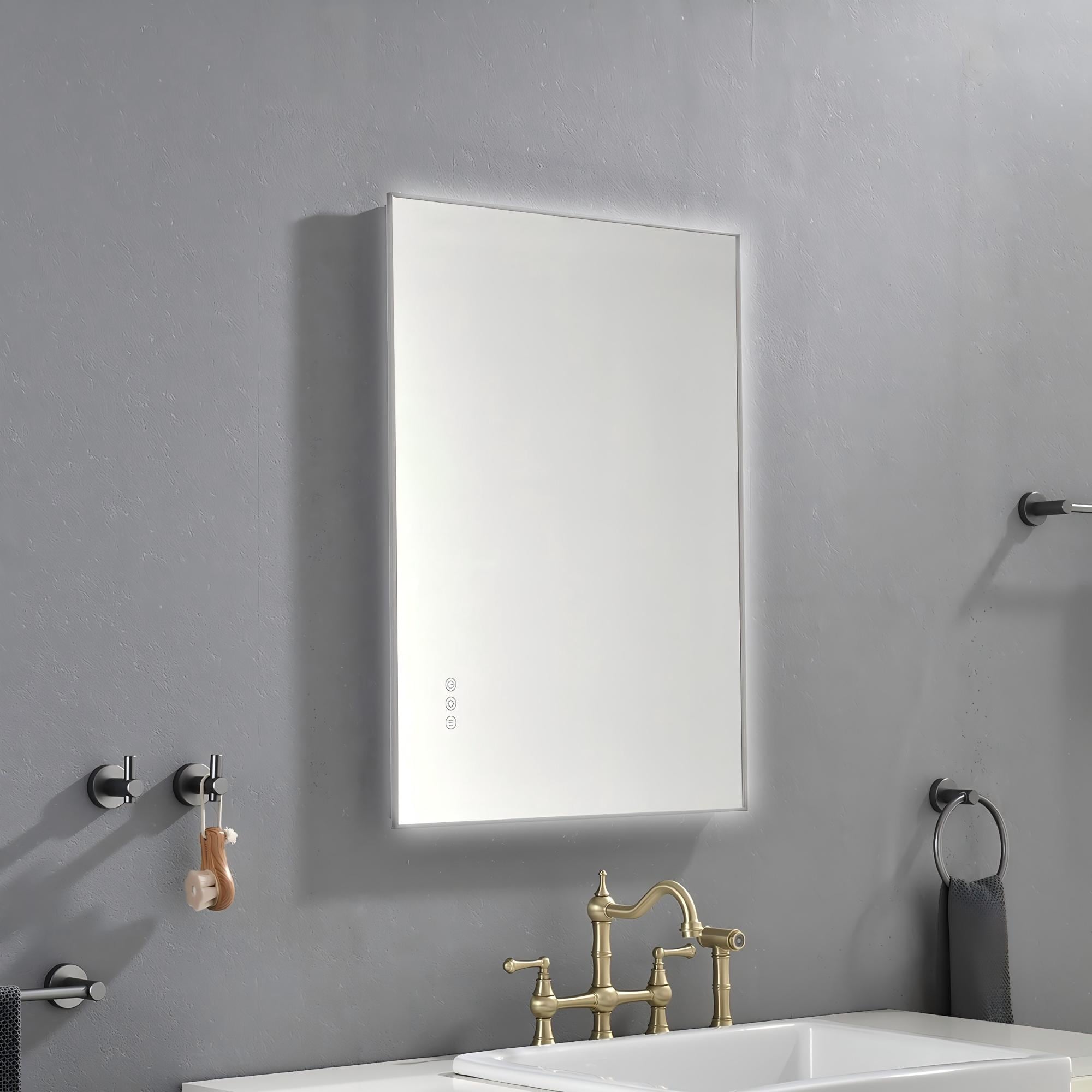 Wudkey 32x24 Inch LED Backlit Bathroom Mirror with Metal Frame