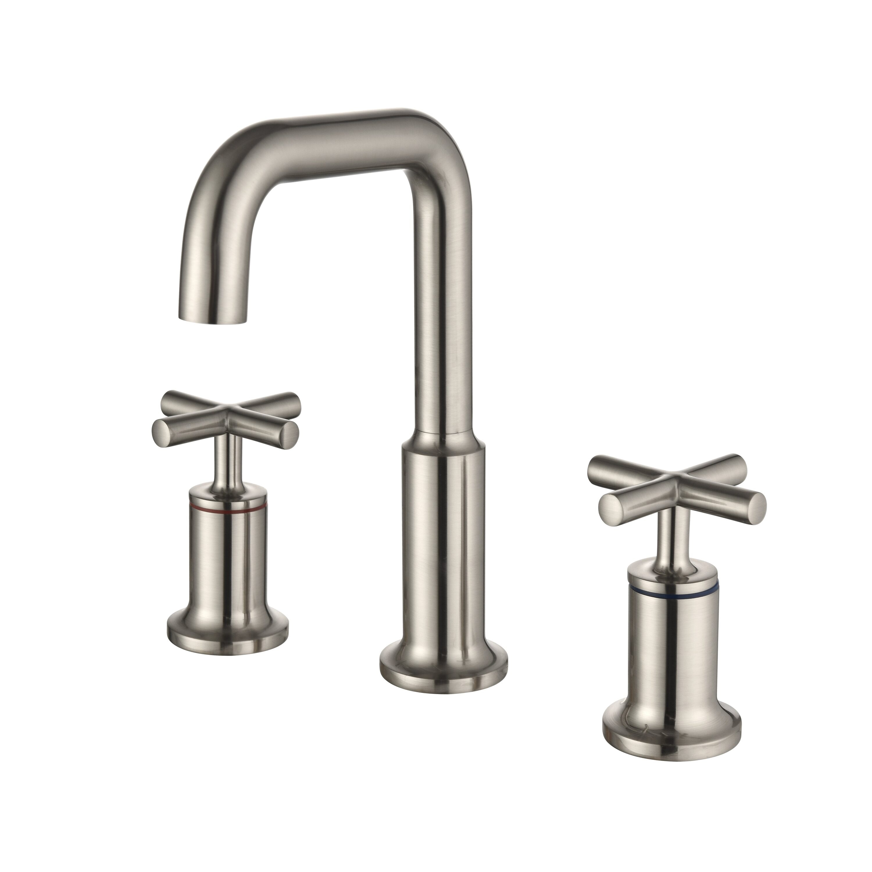 Boyel Living - Brass 8 Inch Widespread Double Handle Bathroom Faucet with Water Supply Hoses and ...
