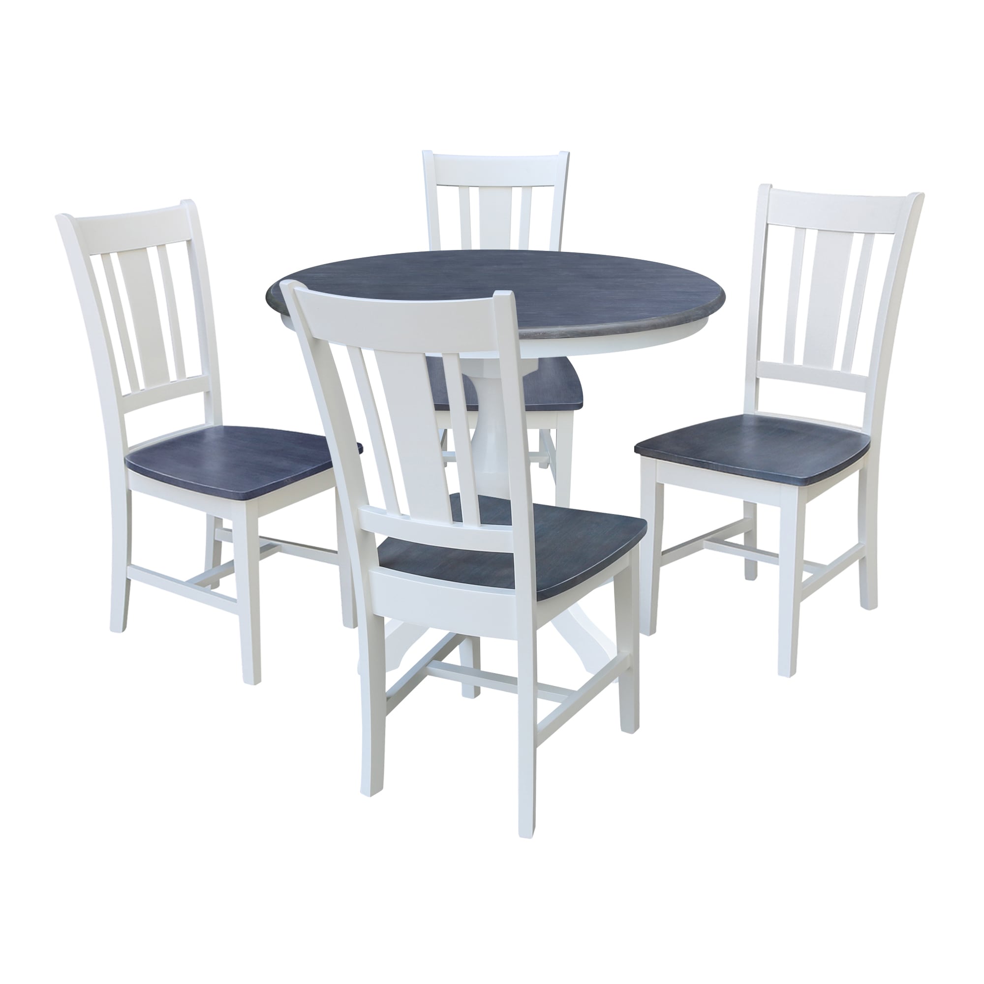 International Concepts K05-36RT-11B-C10-4 White/Heather Gray Traditional Dining Room Set with Round Table ( Seats 4 )