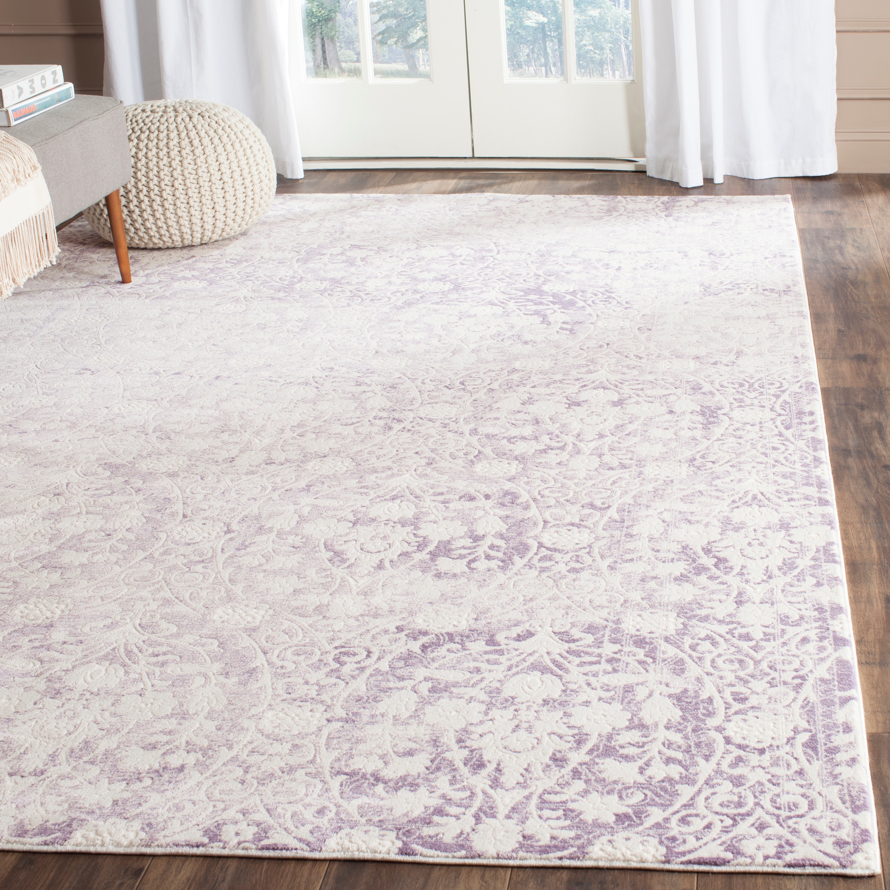 Safavieh PAS403A-8 Passion Parc 8 x 11 (ft) Loomed Synthetic Lavander/Ivory Rectangular Indoor Distressed/Overdyed Vintage Area rug