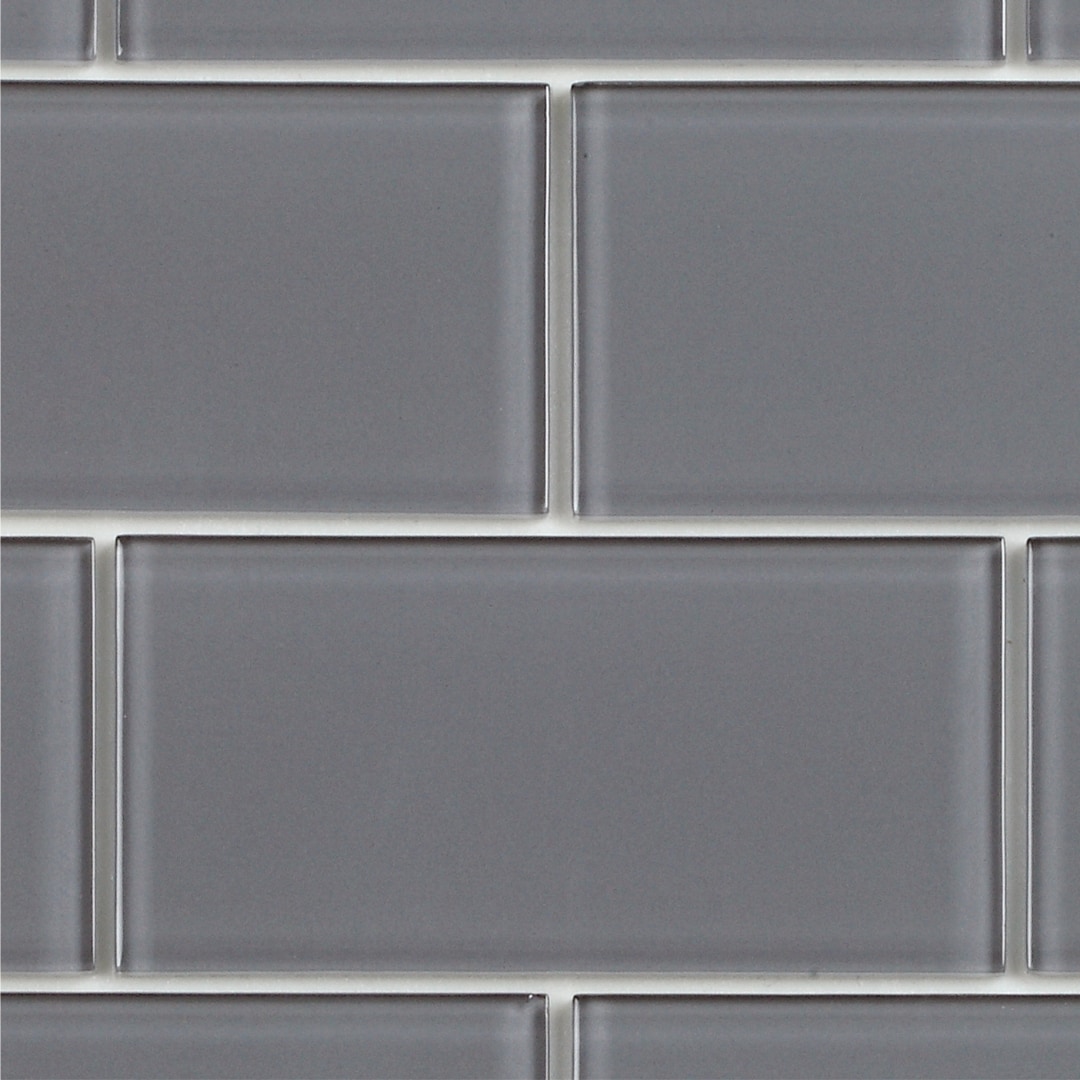 SpeedTiles SAM-IG200BRU554 Sample- Brunello Gray 4-in x 4-in Glossy Glass Subway Wall Tile