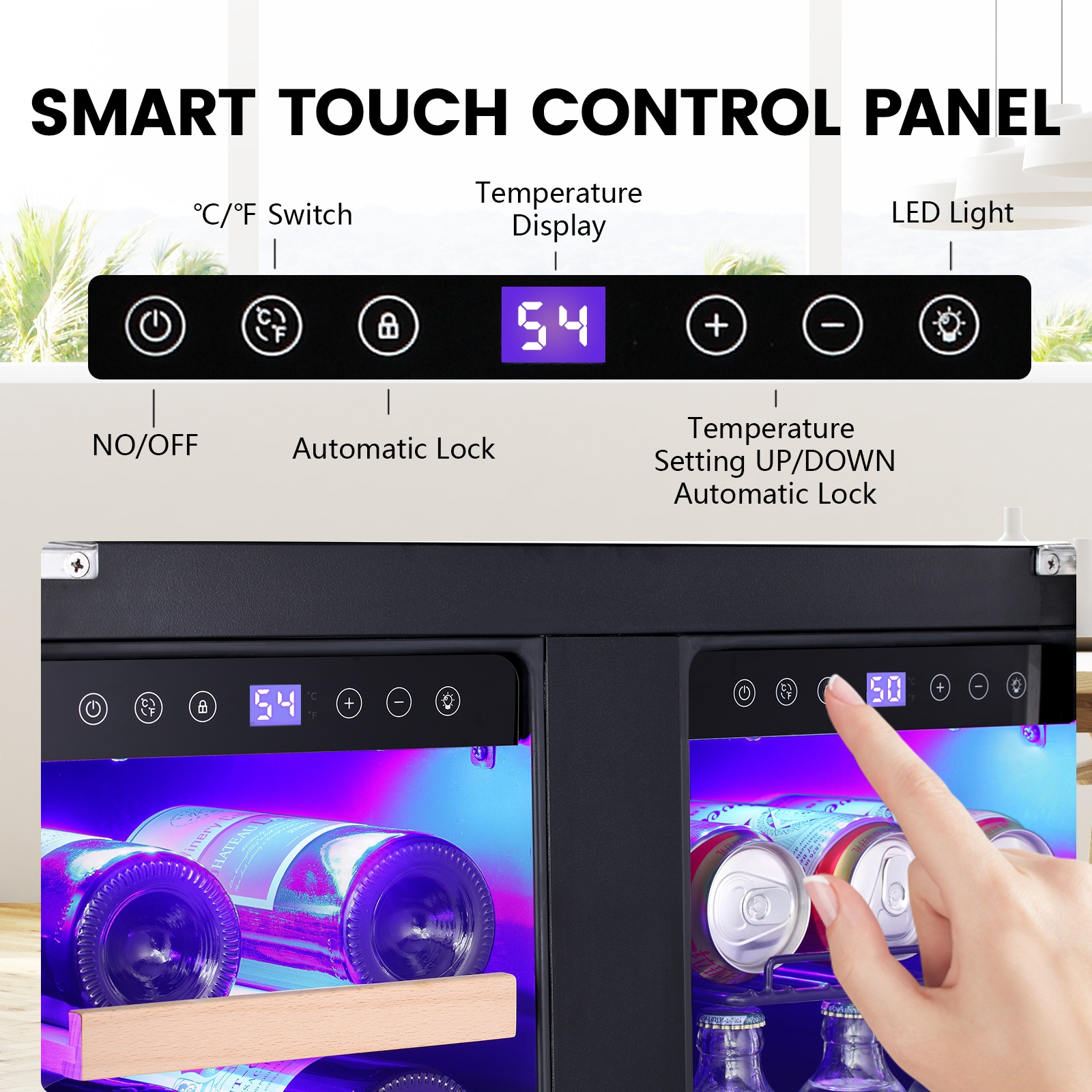 COWSAR 23.4-in W 18-Bottles Silver Dual Zone Cooling Built