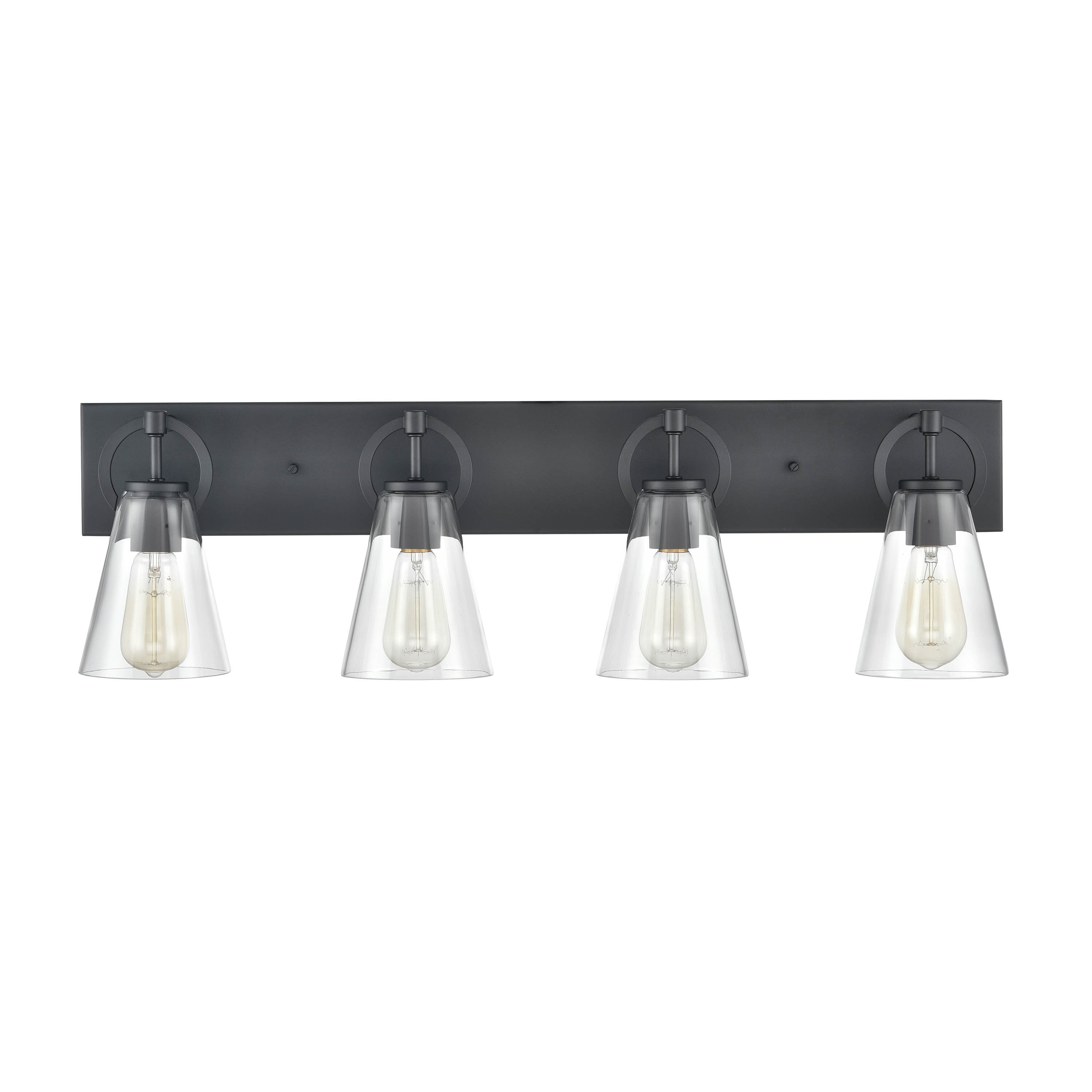allen + roth ELW70021H-MB Harnell 31.5-in 4-Light Matte Black Transitional Vanity Light
