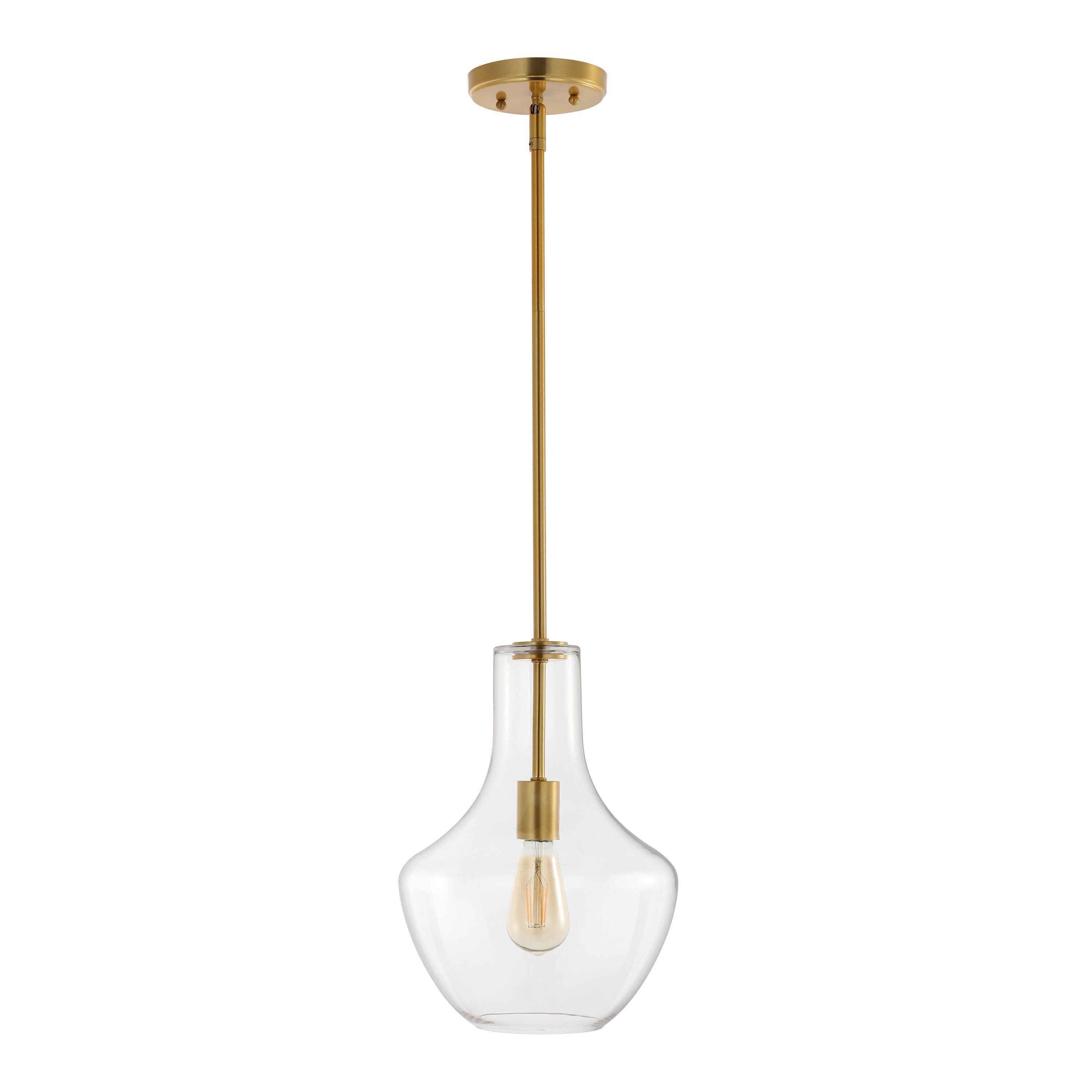Watts 10.5" Gold and Clear Glass LED Pendant Light