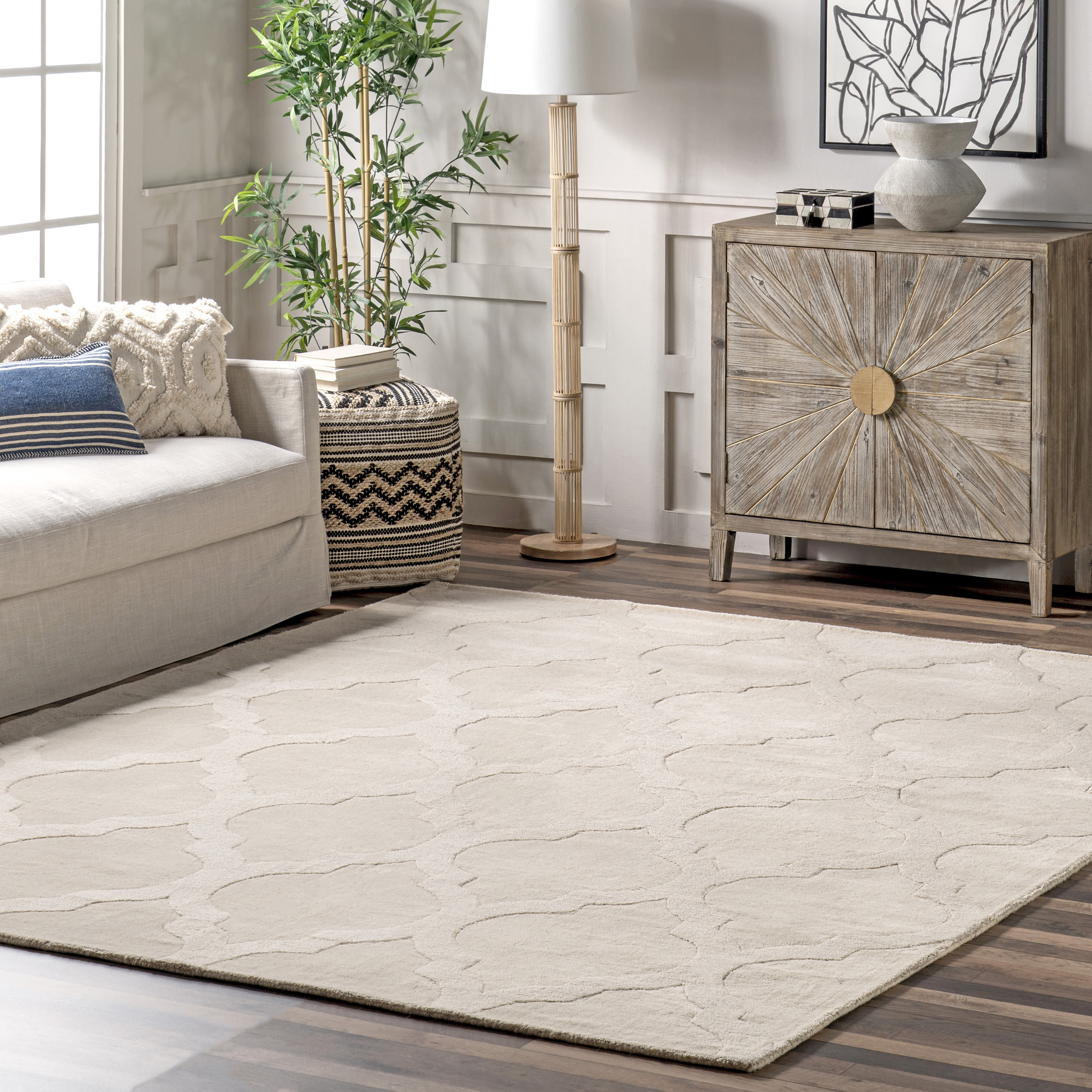 nuLOOM MTVS170C-406 Maybell 4 x 6 (ft) Tufted Wool Cream Rectangular Indoor Trellis Area rug