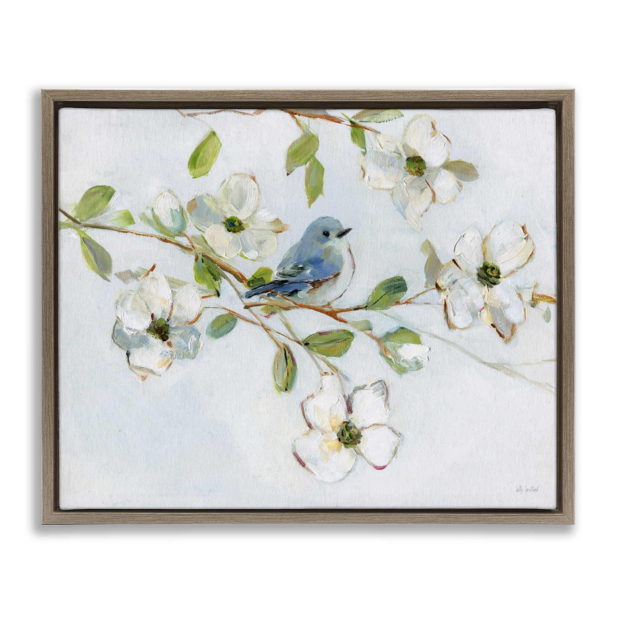 Stupell Industries BS-232-FFE-16X20 Bird Perched on Dogwood Floating Frame design by Sally Swatland