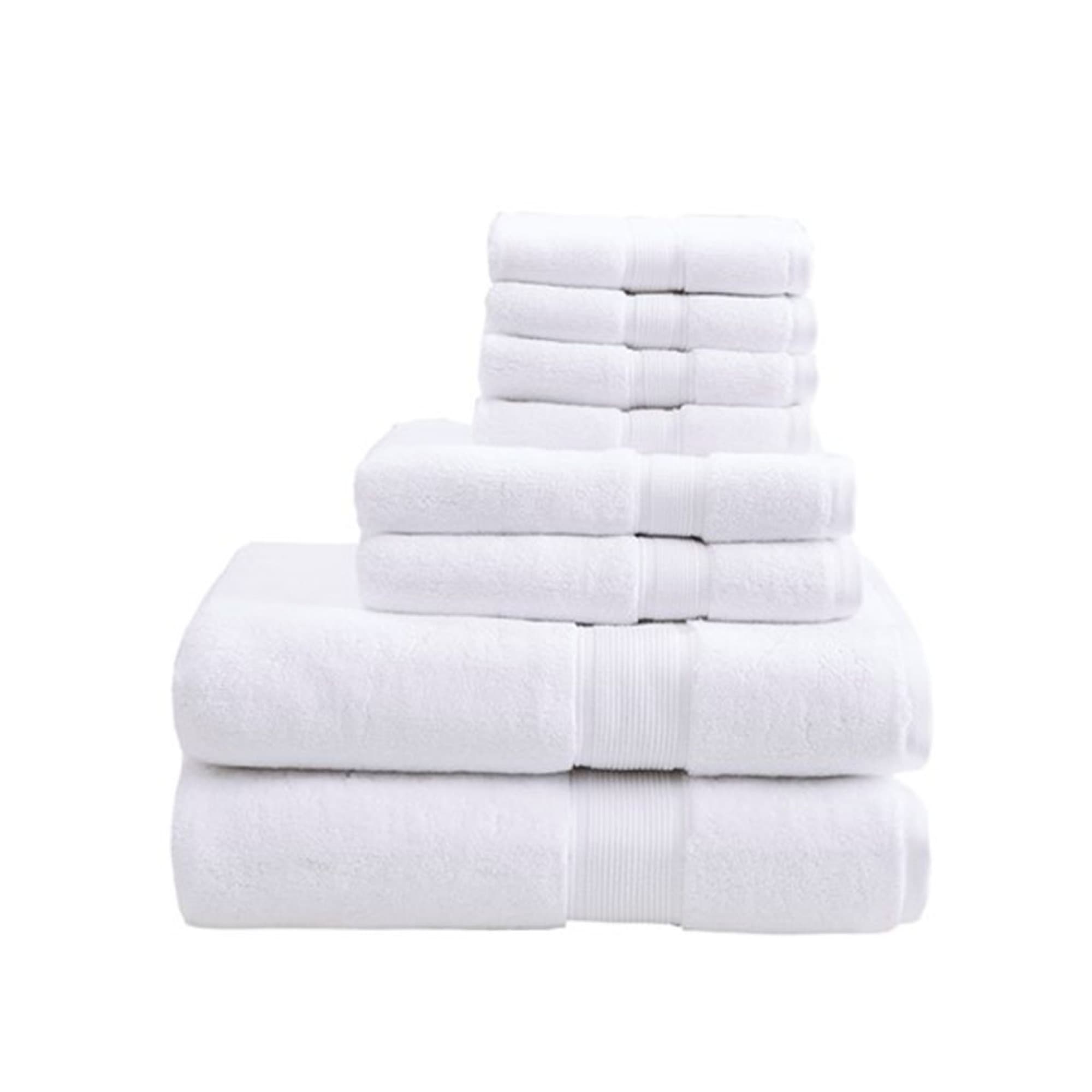 Roomfitters  Luxury 8 Piece Bath Towel Set Absorbent Plush Bathroom Towels Hand Towels Washcloth Pack White