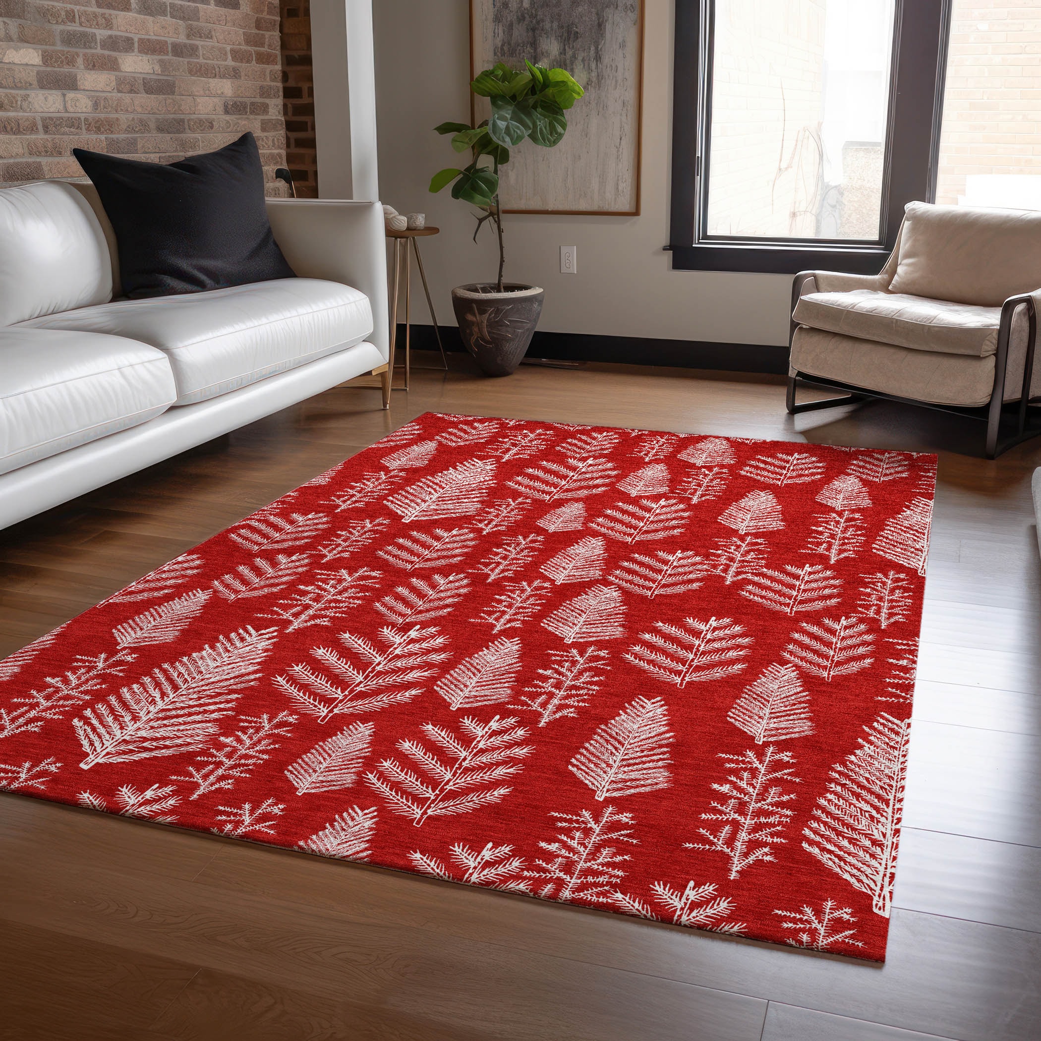 Addison Rugs ACN1813RD5X8 Chantille ACN1813RD 5 x 7 (ft) Loomed Red Rectangular Indoor/Outdoor Machine washable Pet Friendly Area rug