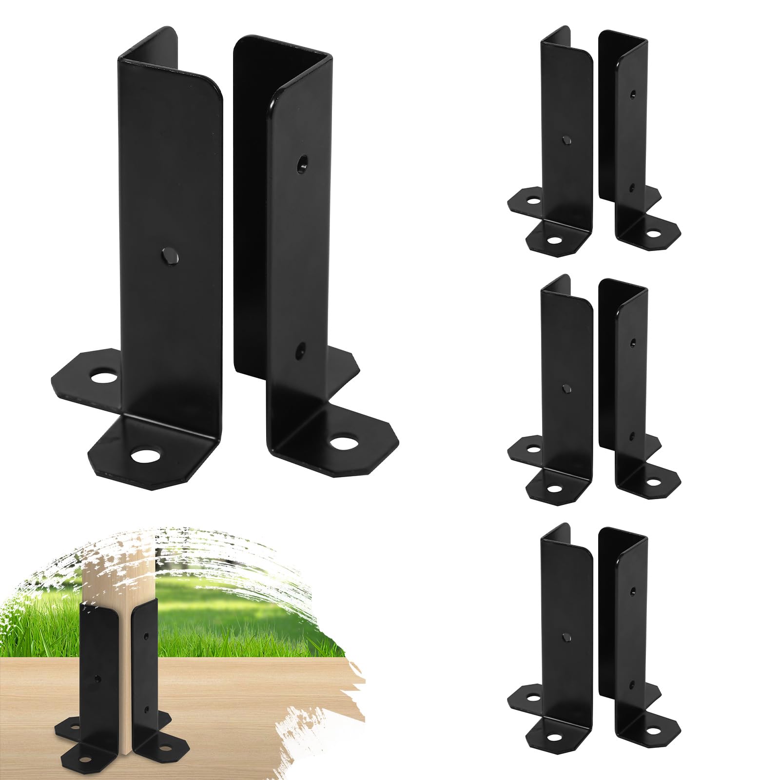 Oyezvary  8 pcs Adjustable Post Base Bracket Fits 1 5x1 5 2x2 2x4 4x4 Wood Post Anchor Base for Fence Deck Pergola Railing Mailbox